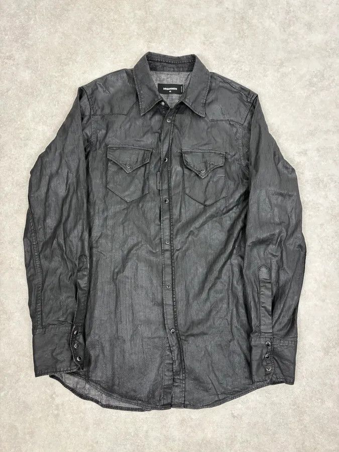 Dsquared2 AW2016 Dsquared2 Black Waxed Shirt Size US M / EU 48-50 / 2 - 1 Thumbnail