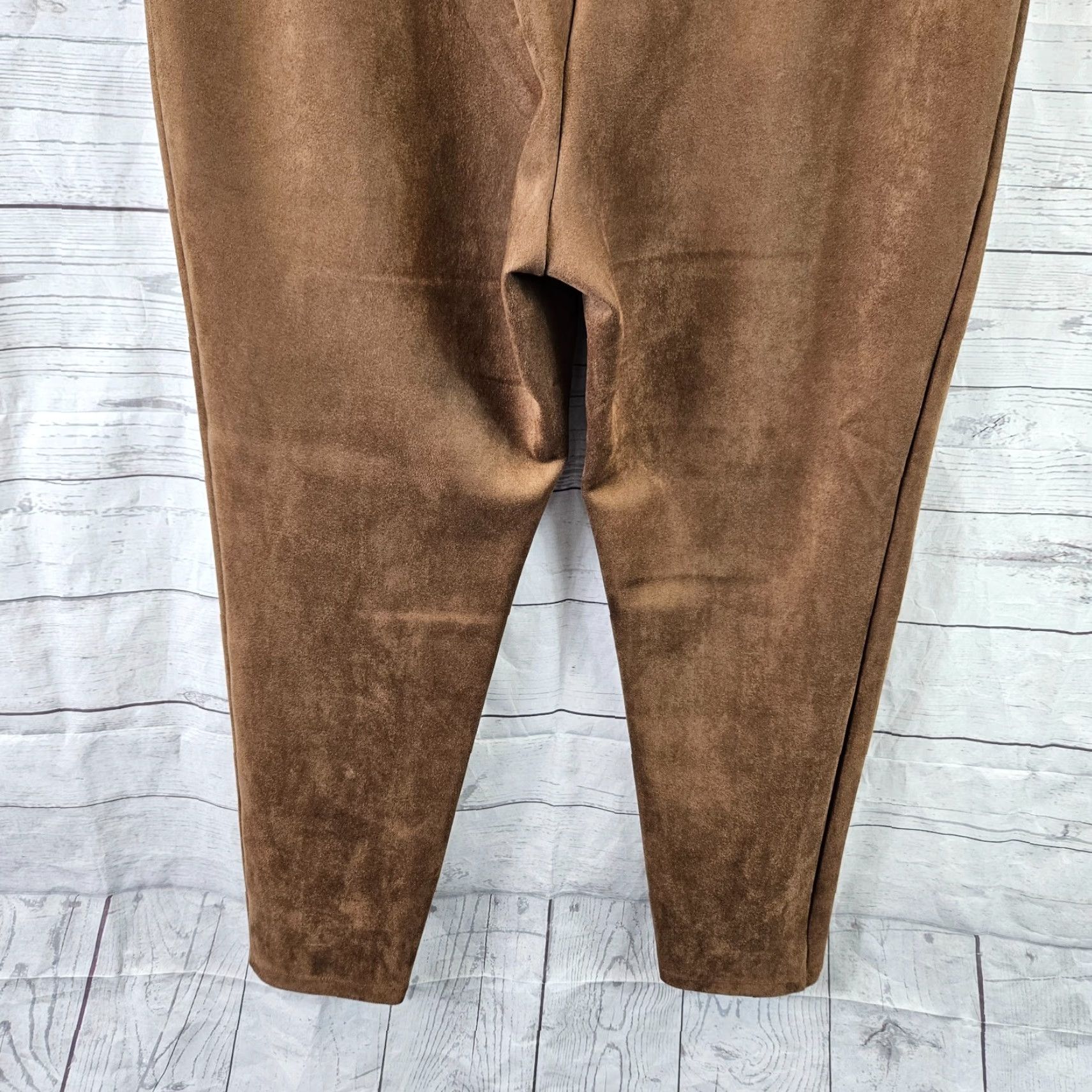 Loft LOFT Ann Taylor Womens Faux Suede Ankle Pants XL Brown Pull On High Rise Adult Regular Size XS? Wait Size 40" / US 18 - 5 Thumbnail