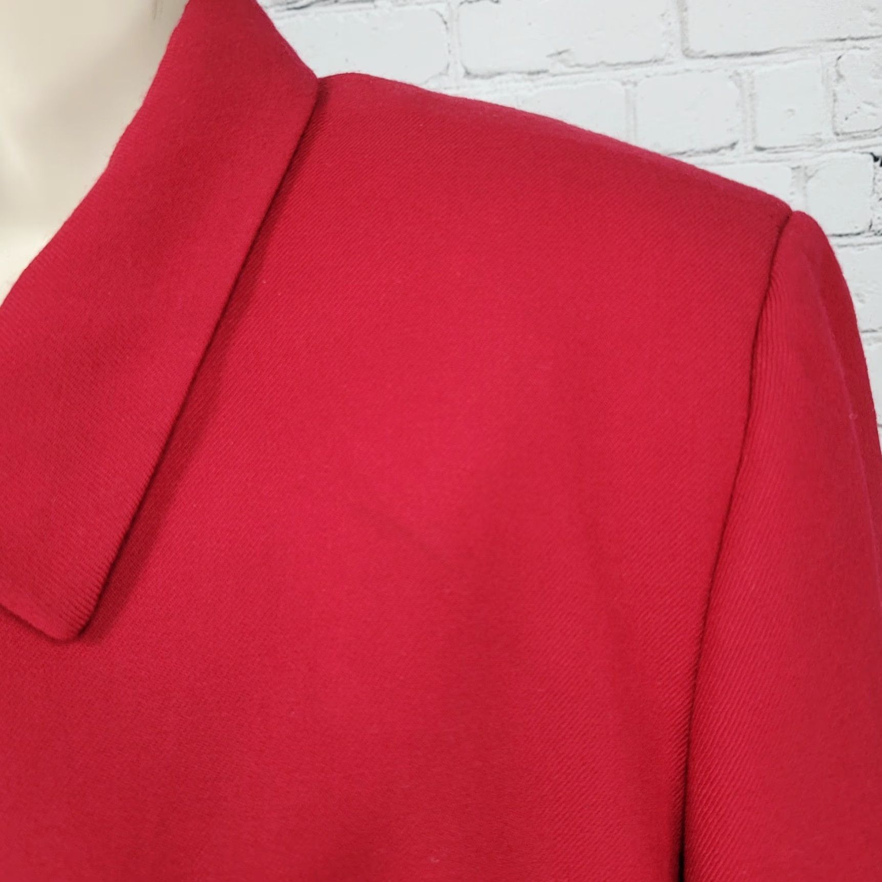Talbots VINTAGE Talbots Blazer Shirt Jacket 14 Red 100% Wool Buttoned Collared Lined Long Sleeve Women’s Short Jacket/Coat Holiday Classic Size XL / US 12-14 / IT 48-50 - 6 Thumbnail