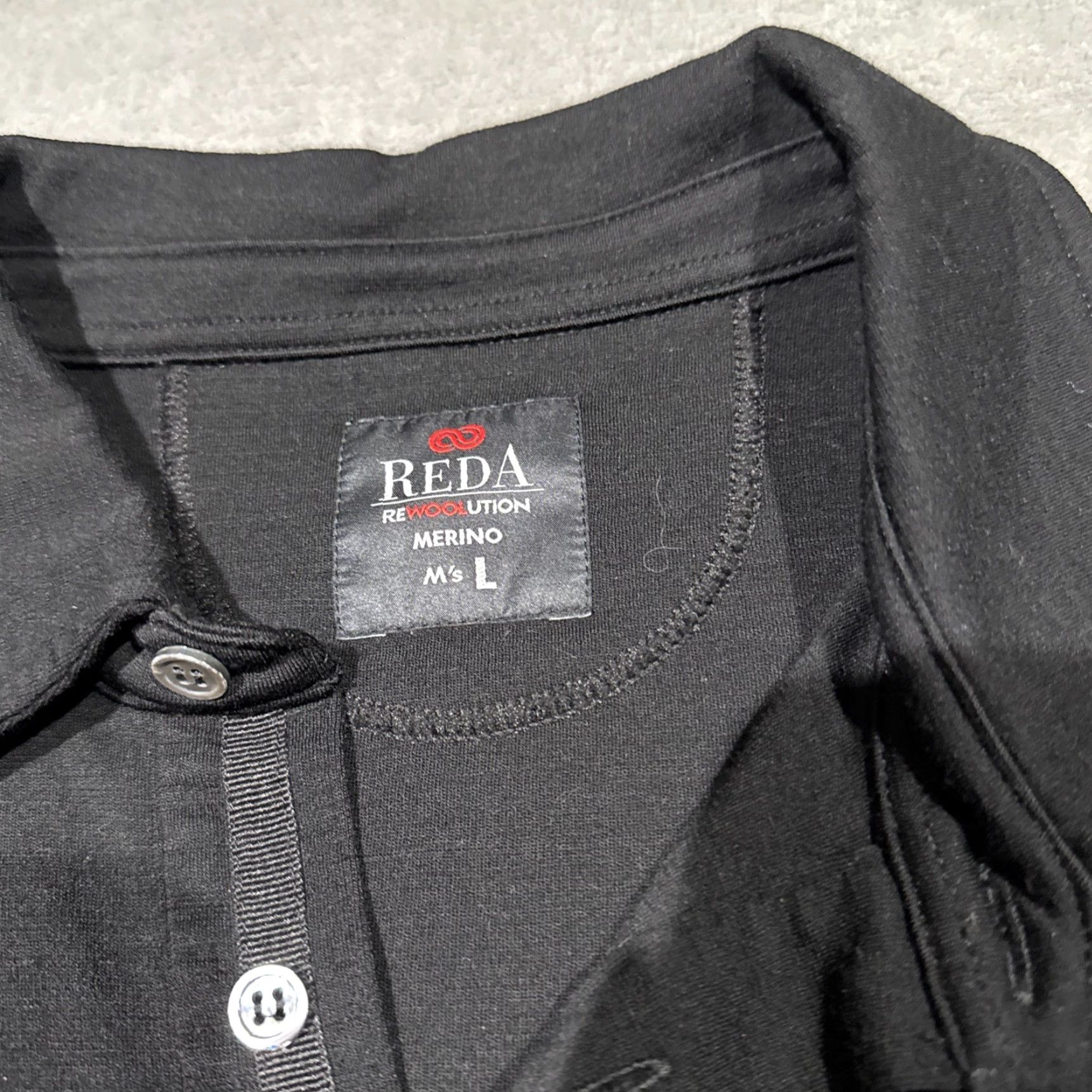 Vintage rewoolution Polo Shirt Men Large Black 100% Merino Wool Long Sleeve Rugby Moisture Wicking Size US L / EU 52-54 / 3 - 3 Thumbnail