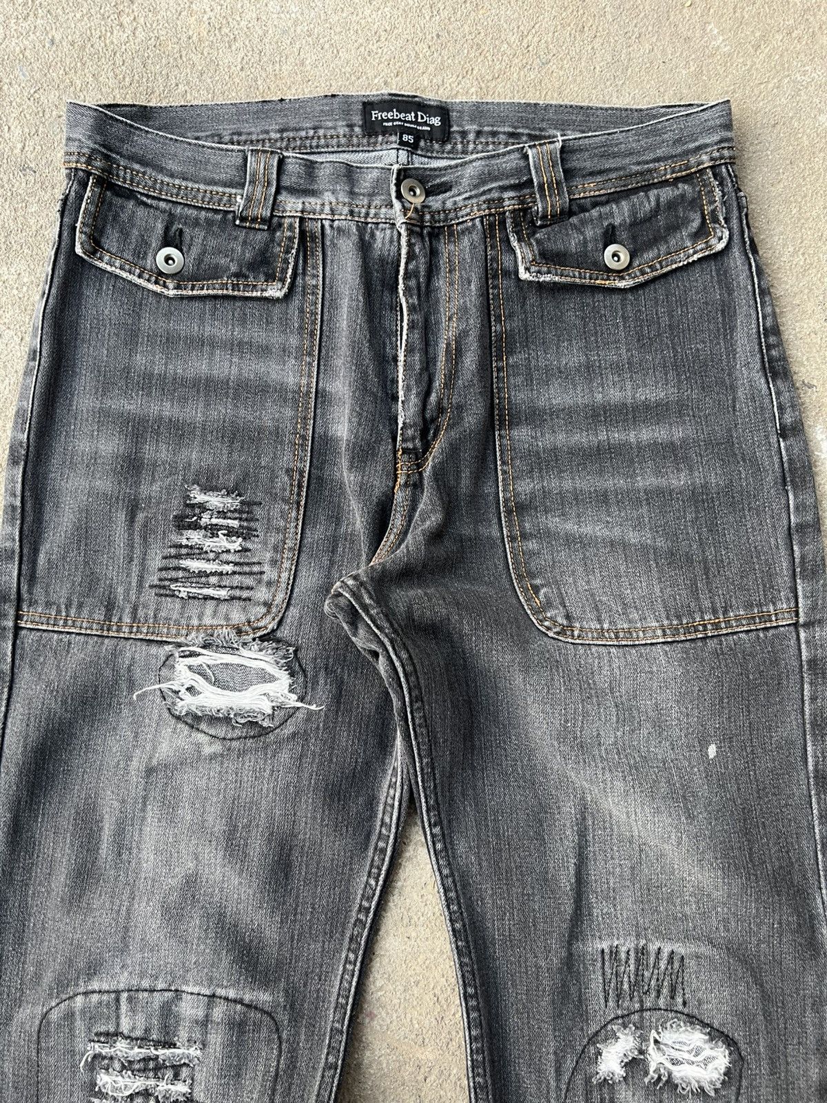 Japanese Brand If6Was9 Style // Vintage Freebeat Diag Patched Flared Pants Size US 33 - 3 Thumbnail