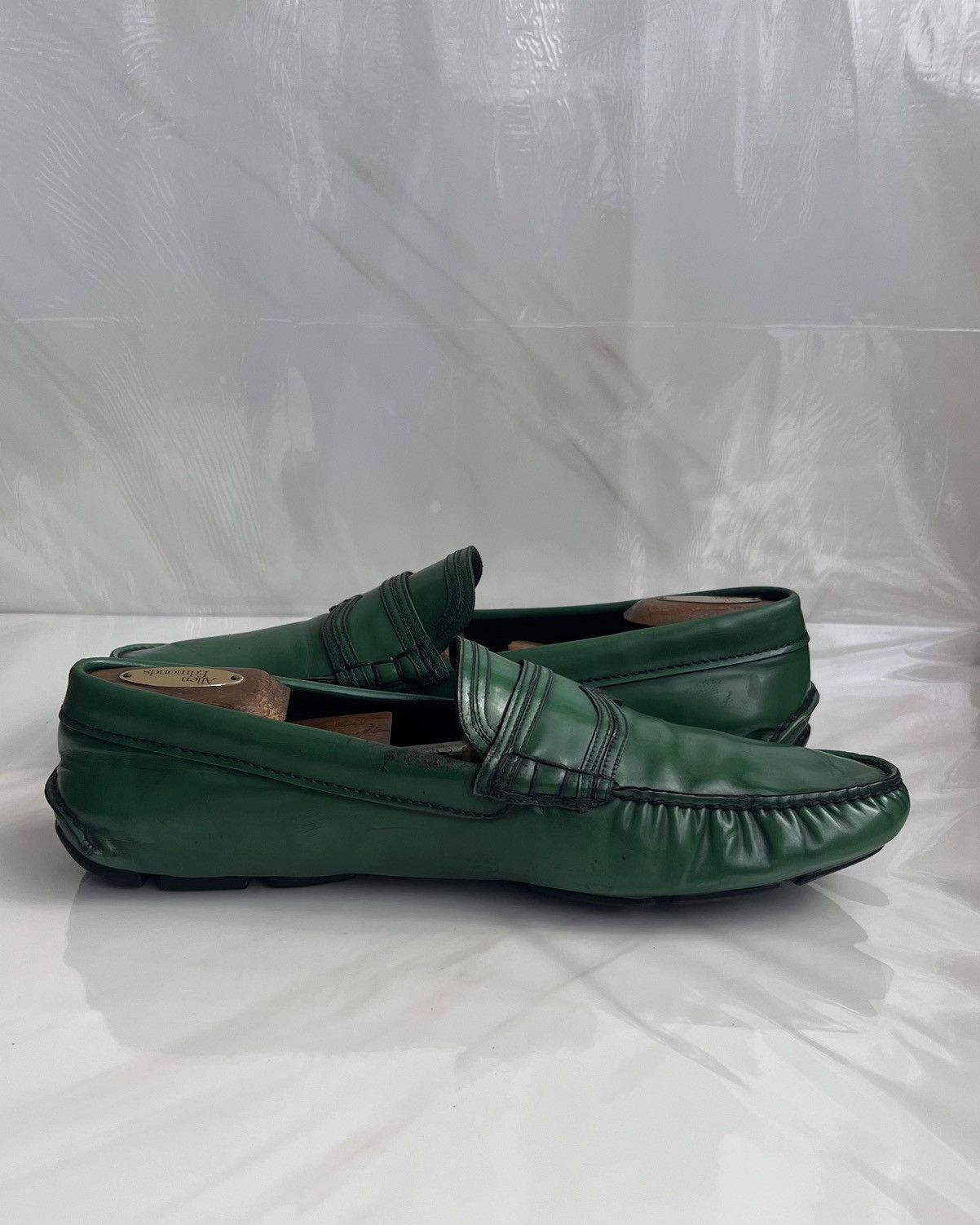Prada Prada Green Leather Moccasin slip on Penny loafers Size US 10.5 / EU 43-44 - 6 Thumbnail