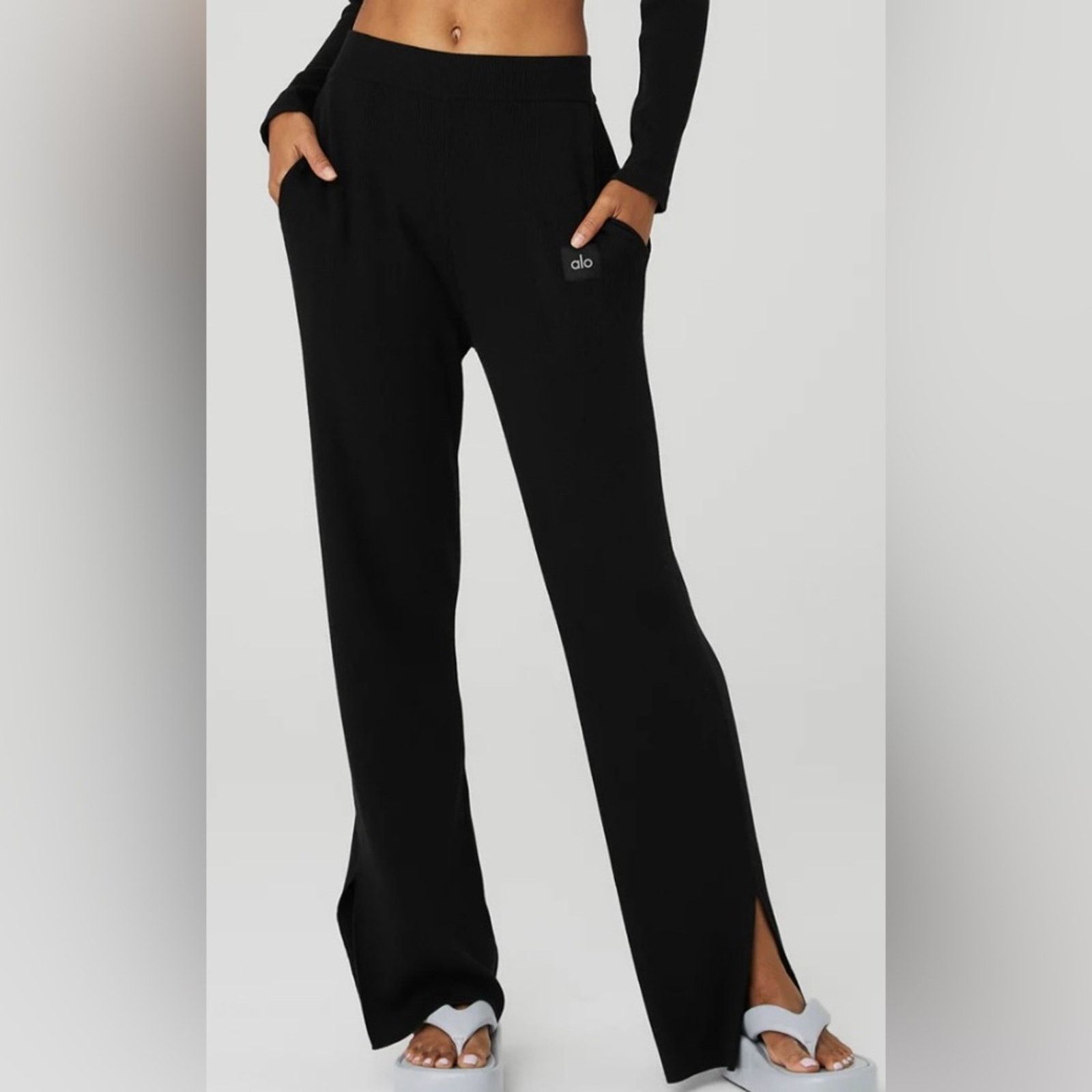 Alo Yoga ALO Yoga Knit High-Waist Salana Wide Leg Pants size small Size 27" / US 4 / IT 40 - 1 Thumbnail