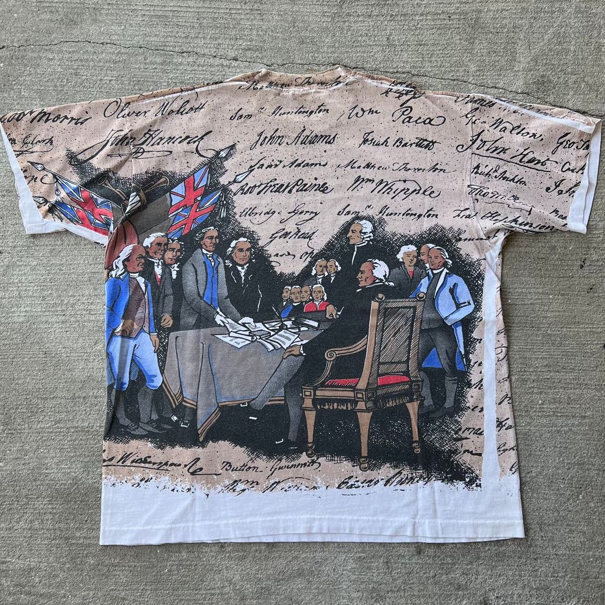 image of Vintage Declaration Of Independence All Over Print Shirt in White, Men's (Size 2XL)