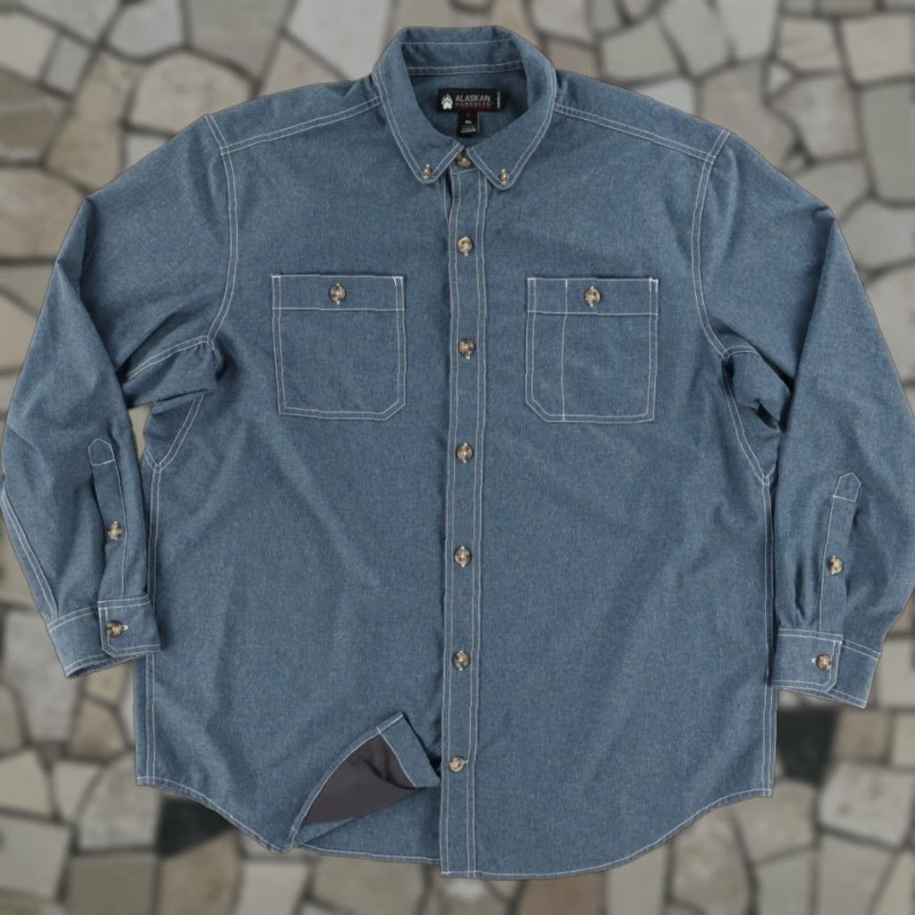 Vintage Alaskan Hardgear Performance Woven Button Down Shirt Blue Men's XL Shirt XL Blue Men Size US XL / EU 56 / 4 - 1 Thumbnail