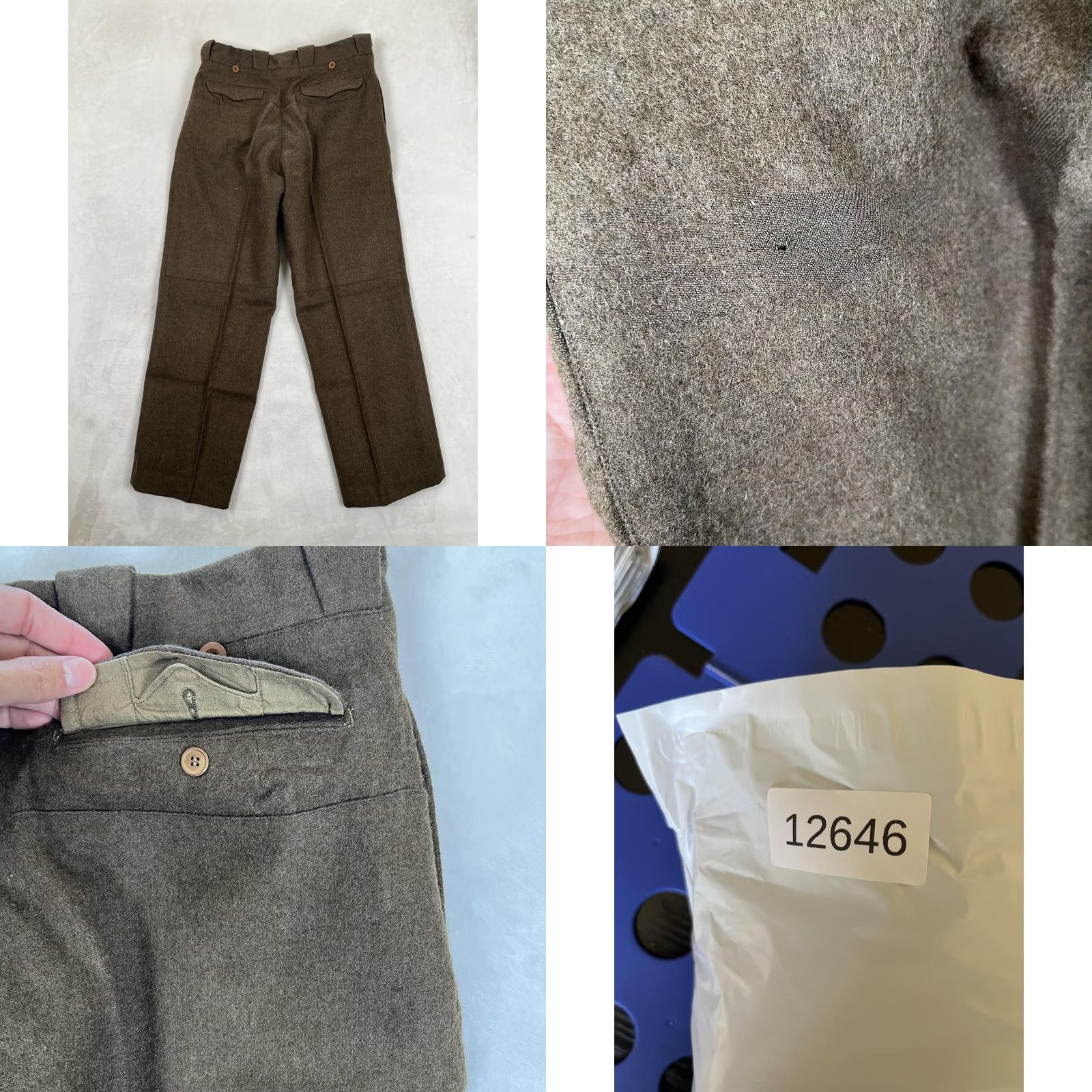 Vintage VINTAGE Dantan Castelsarrasin Wool Flannel Dress Pants 34x30 Brown Men Workwear Pants Front Pleated Belt Loops 50s Vintage Winter) Size US 34 / EU 50 - 8 Thumbnail