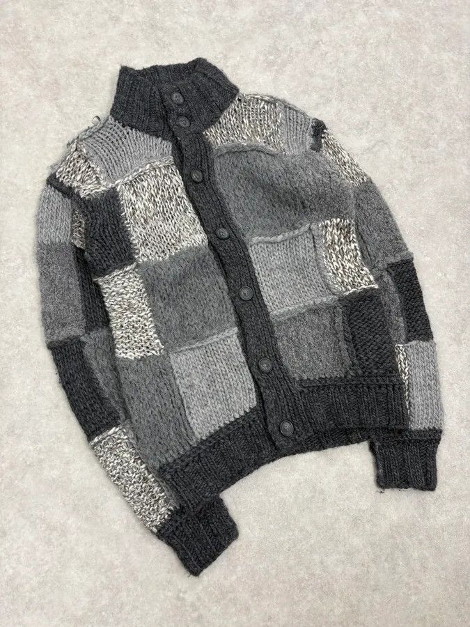 Dolce & Gabbana AW2010 Dolce & Gabbana Grey Patchwork Wool Cardigan Size US L / EU 52-54 / 3 - 4 Thumbnail