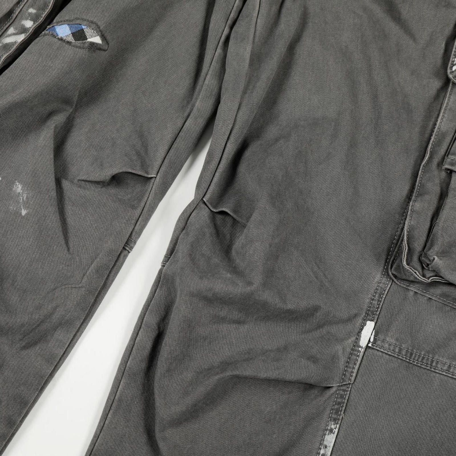 Japanese Brand Gray Distressed Wide Leg Cargo Jeans, Relaxed Fit Pants Size US 32 / EU 48 - 4 Thumbnail