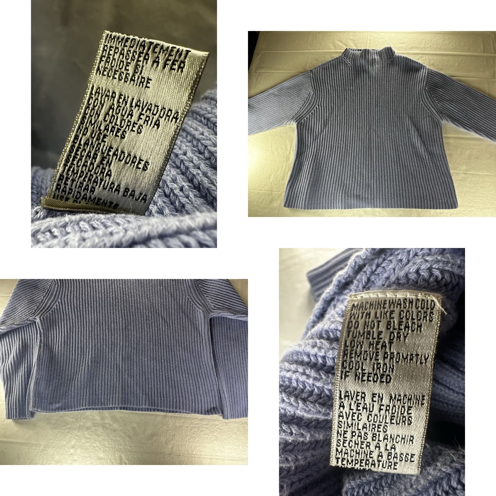 Evan Picone Evan Picone Sweater Womens XL Blue Rib Knit Mock Neck Pullover Cotton Knit Pullover Size XL / US 12-14 / IT 48-50 - 8 Thumbnail