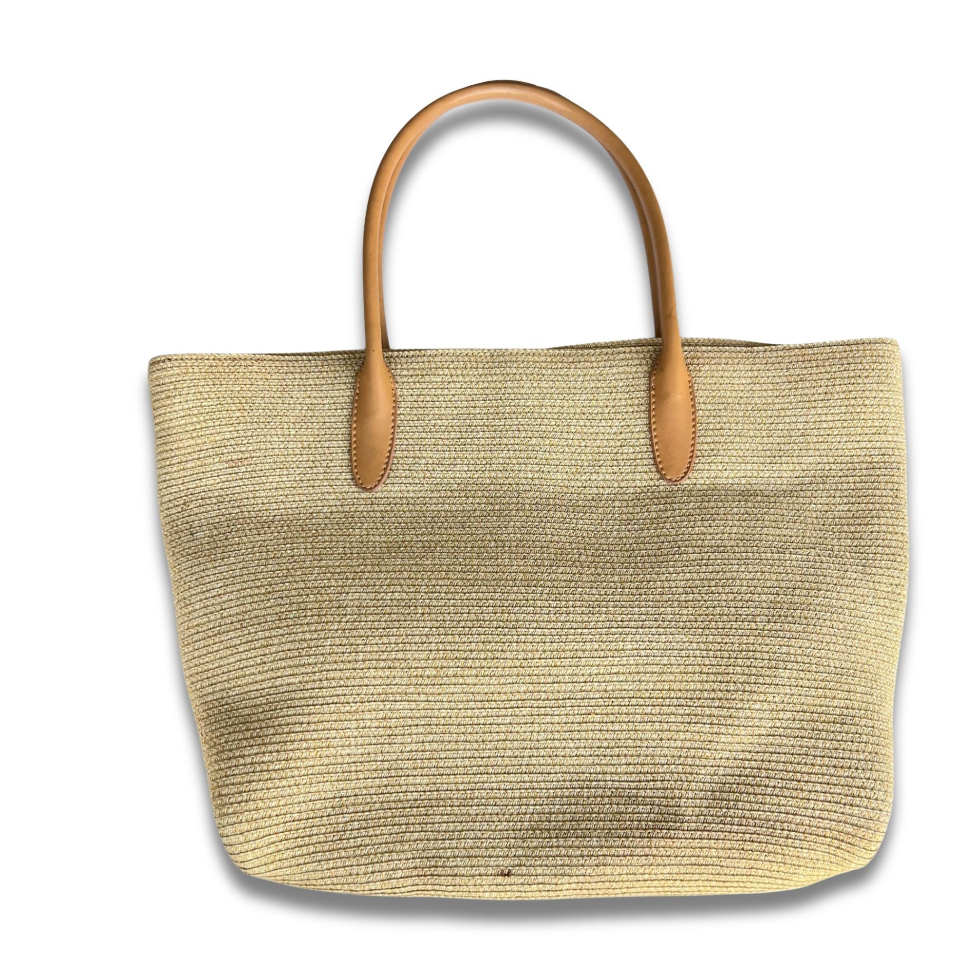 Talbots Talbots Metallic Gold-Tone Woven Tote Bag With Tan Faux-Leat Size ONE SIZE - 2 Thumbnail