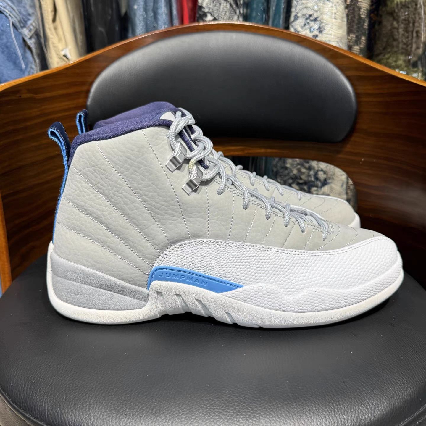 Jordan Brand Air Jordan 12 Wolf Grey White Blue Grey K15 Size US 10 / EU 43 - 4 Thumbnail