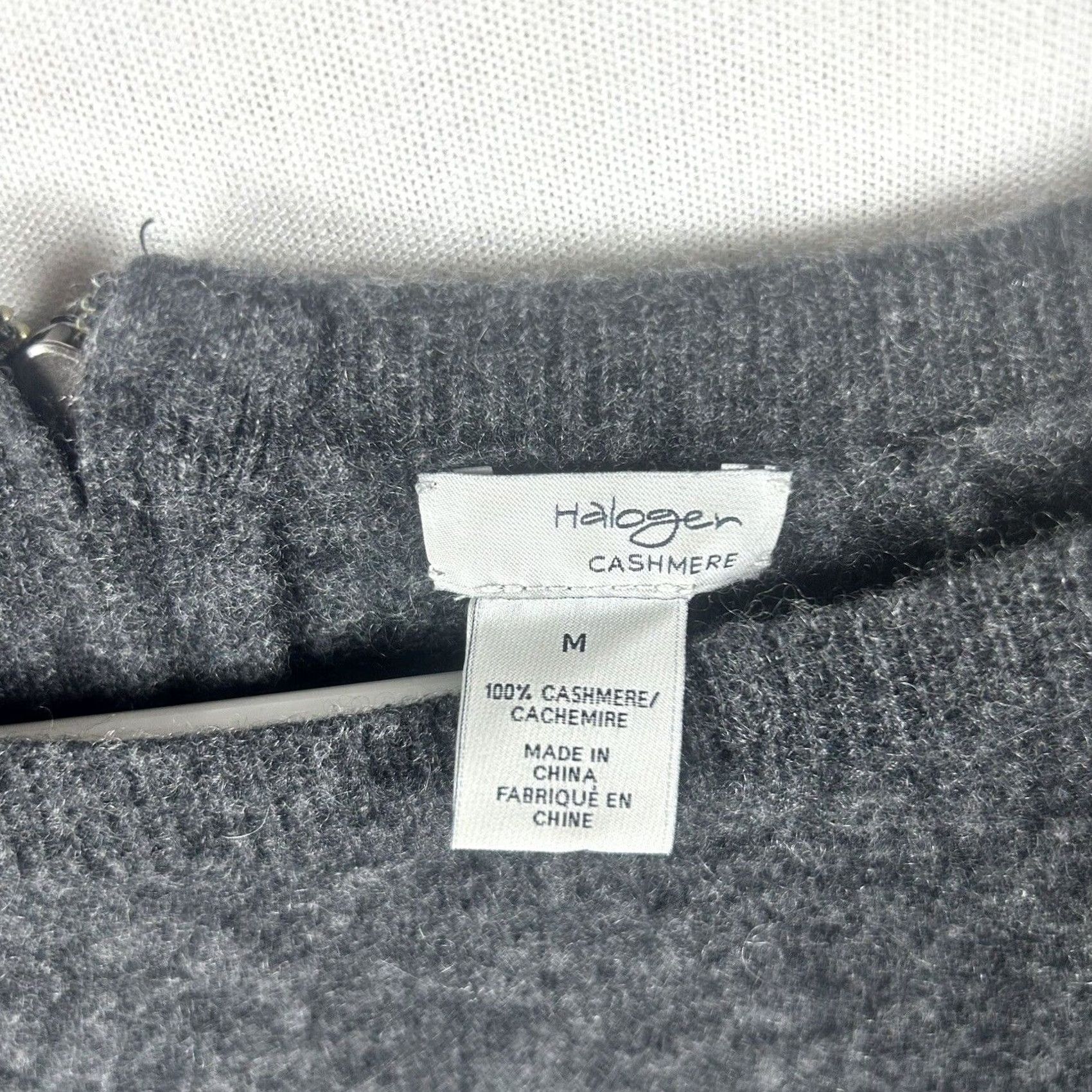 Vintage Halogen Sweater M Gray Cashmere Crew Neck Long Sleeve Women Size M / US 6-8 / IT 42-44 - 3 Thumbnail