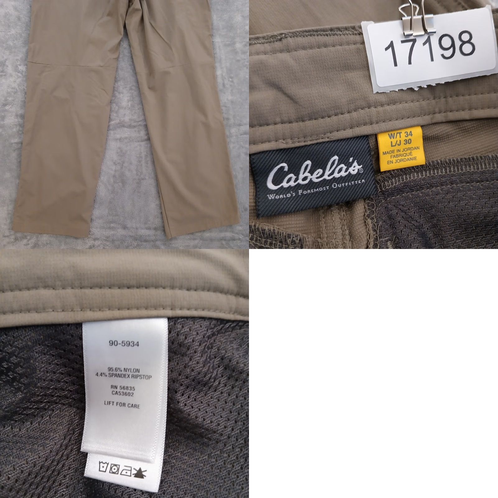 Vintage Cabela's Pants Mens Size 34 Gray Nylon Blend 33x29 Chino Straight Pocket Regular Footnotes: Inseam 29 in Size US 34 / EU 50 - 8 Thumbnail