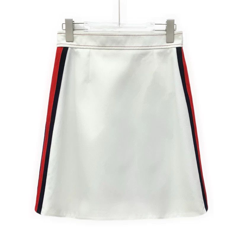 Gucci Gucci 23 white side striped webbing logo embroidered cotto Size 26" / US 2 / IT 38 - 2 Thumbnail