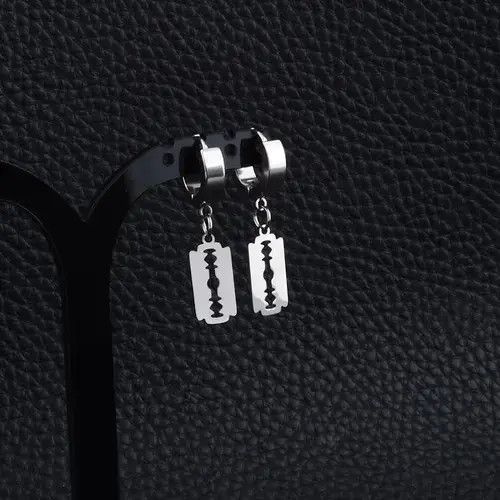 Other Titanium Steel Razor Blade Shape Dangle Drop Earrings Size ONE SIZE - 3 Thumbnail