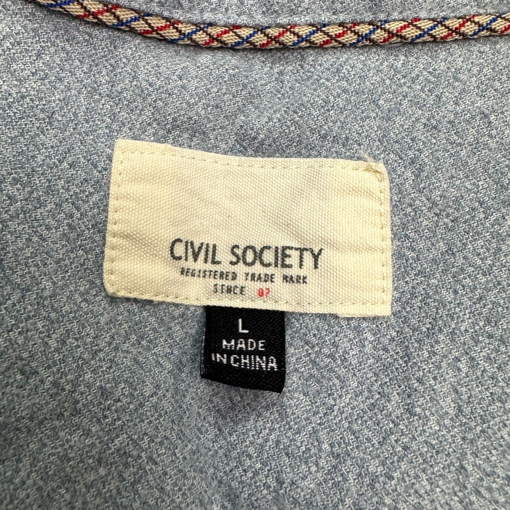 Vintage Civil Society Flannel Shirt Large Blue Gray Long Sleeve Button-Up Cotton Casual Mens Size US L / EU 52-54 / 3 - 5 Thumbnail