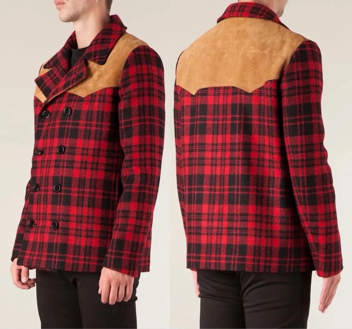 Saint Laurent Paris Runway FW14 SLP Hedi Slimane Western Coat Checked Suede Size US M / EU 48-50 / 2 - 3 Thumbnail