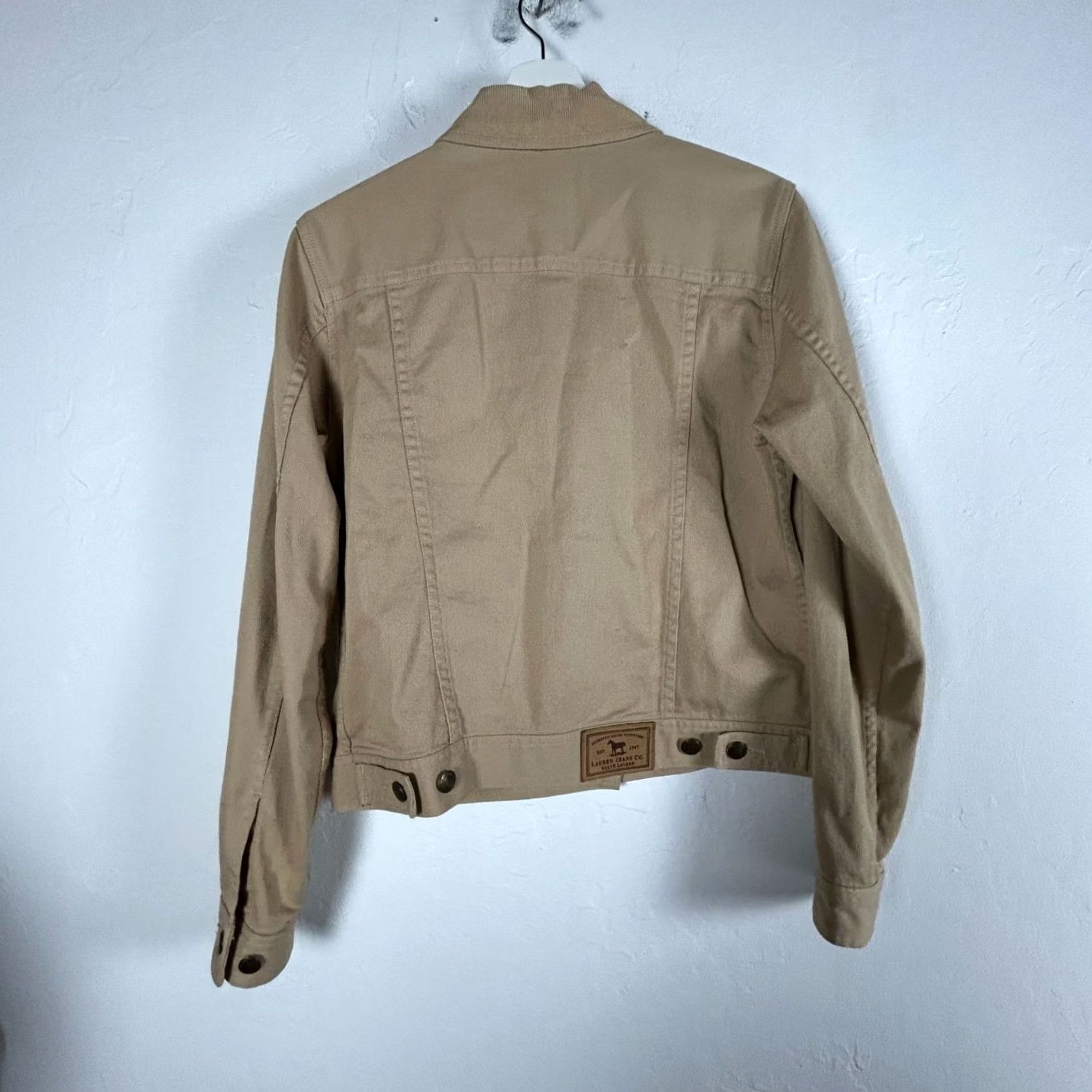 Denime Lauren Jeans Co. Ralph Lauren Womens Tan Denim Crop Jacket Small Pockets Casual Size 28" / US 6 / IT 42 - 2 Thumbnail