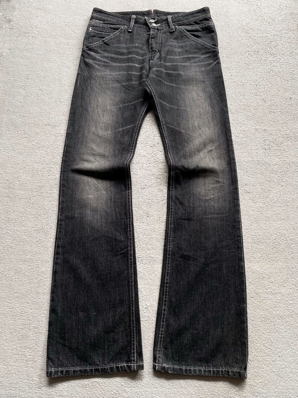 If Six Was Nine 💥Sick💥 Roen Wing Denim Flare Jeans Size US 31 - 2 Thumbnail