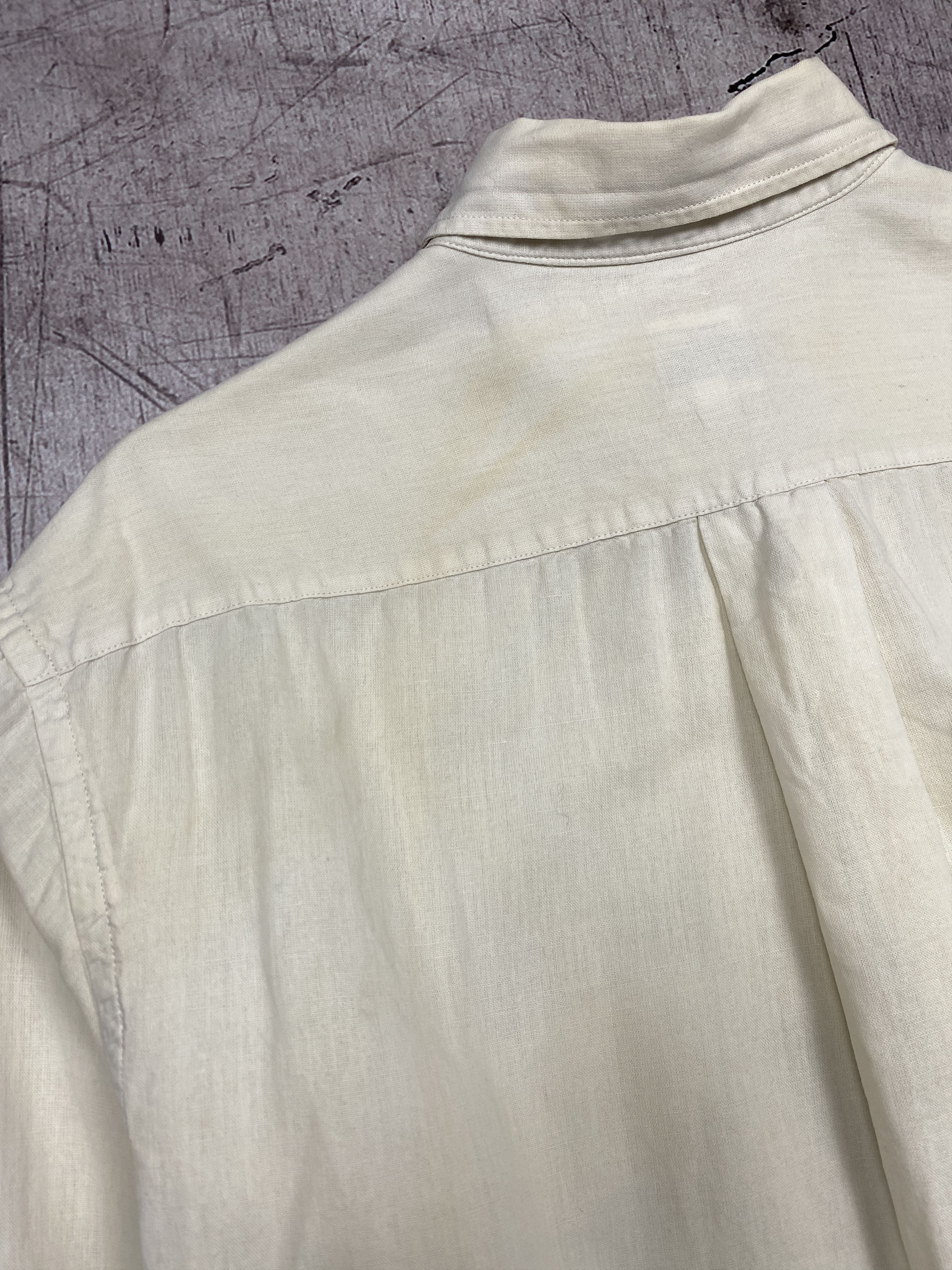 Moschino × Vintage Moschino Vintage Distressed Linen Shirt Size US XL / EU 56 / 4 - 12 Thumbnail
