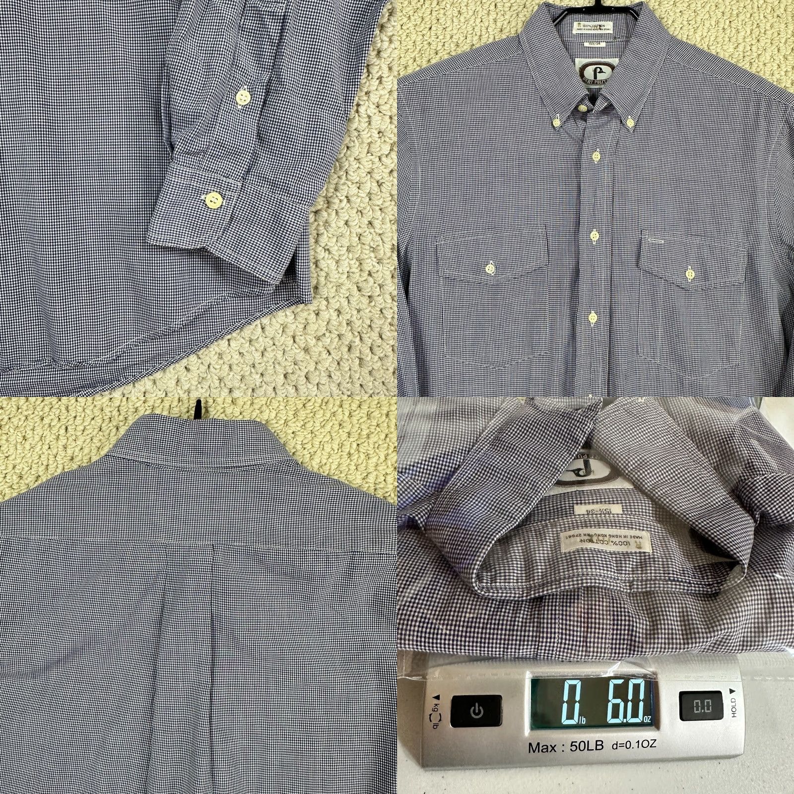 Vintage VINTAGE Bert Pulitzer Shirt Mens 15.5-34 Blue Gingham Button Long Sleeve Size 42R - 8 Thumbnail
