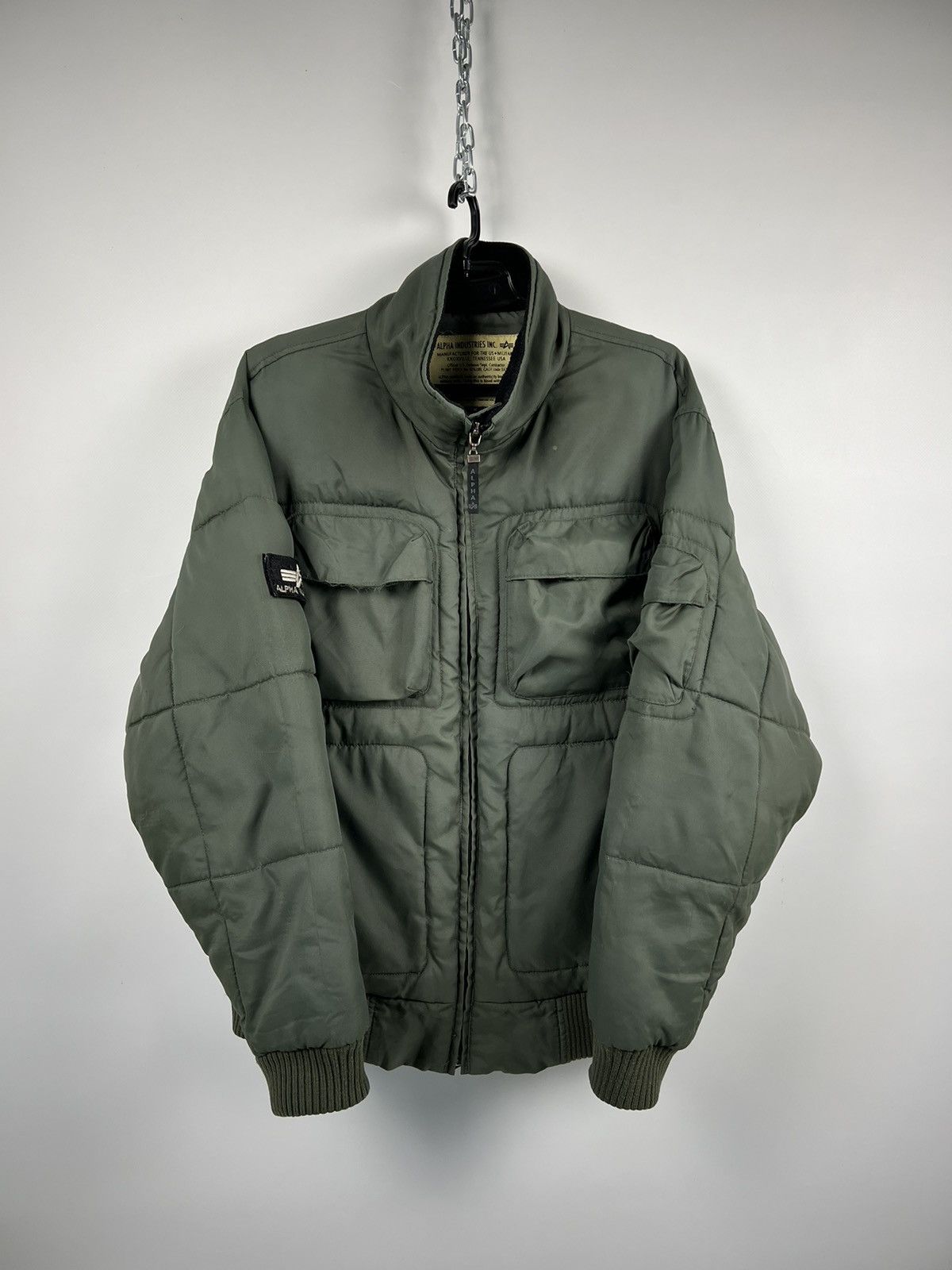 image of Alpha Industries Vintage Multipocket Oversized Bomber Jacket in Khaki, Men's (Size Medium)