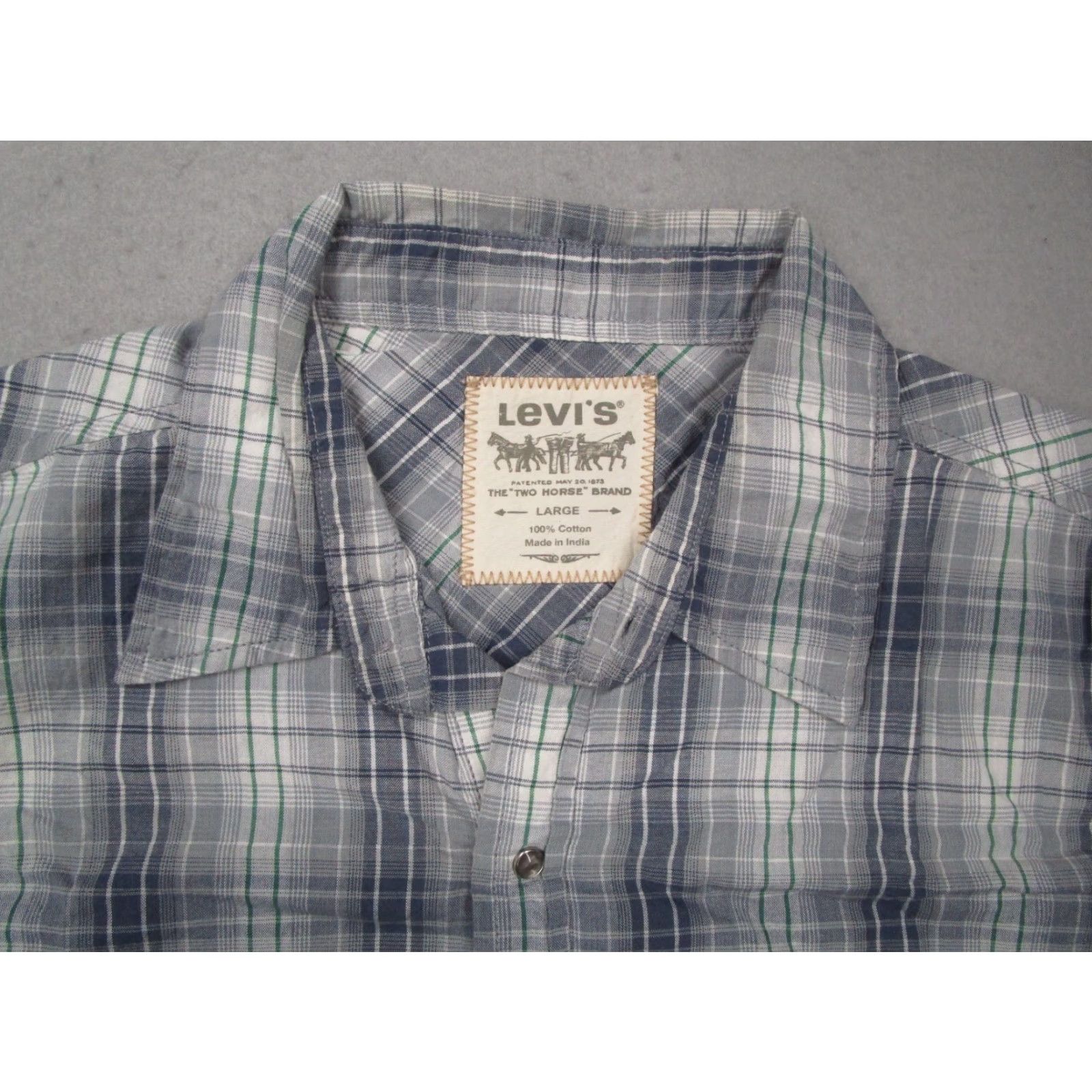 Levi's VINTAGE Levis Shirt Mens Large Blue Plaid Button Up Pearl Snaps Work Rancher Rodeo Logo Size US L / EU 52-54 / 3 - 2 Thumbnail