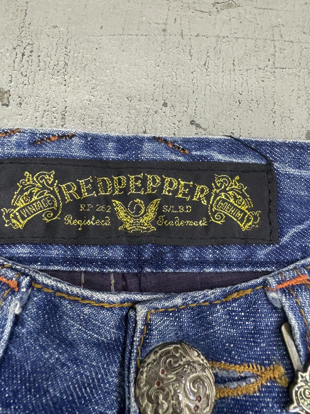 If Six Was Nine Vintage Red pepper flared embroidered fading jeans Size US 29 - 16 Thumbnail