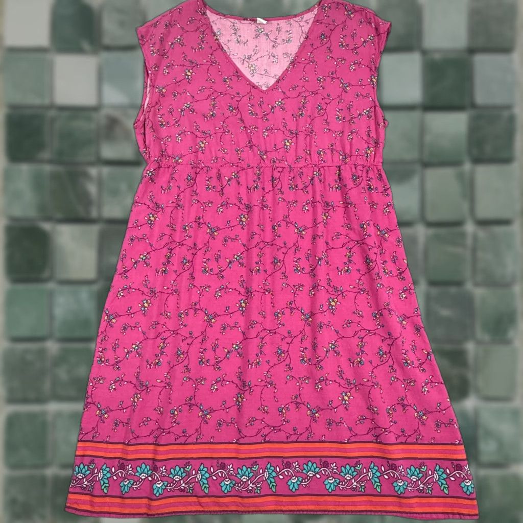 Old Navy VINTAGE Old Navy Dress Womens XL Pink Floral Boho Sleeveless Rayon Summer Casual 2010s Size XL / US 12-14 / IT 48-50 - 1 Thumbnail