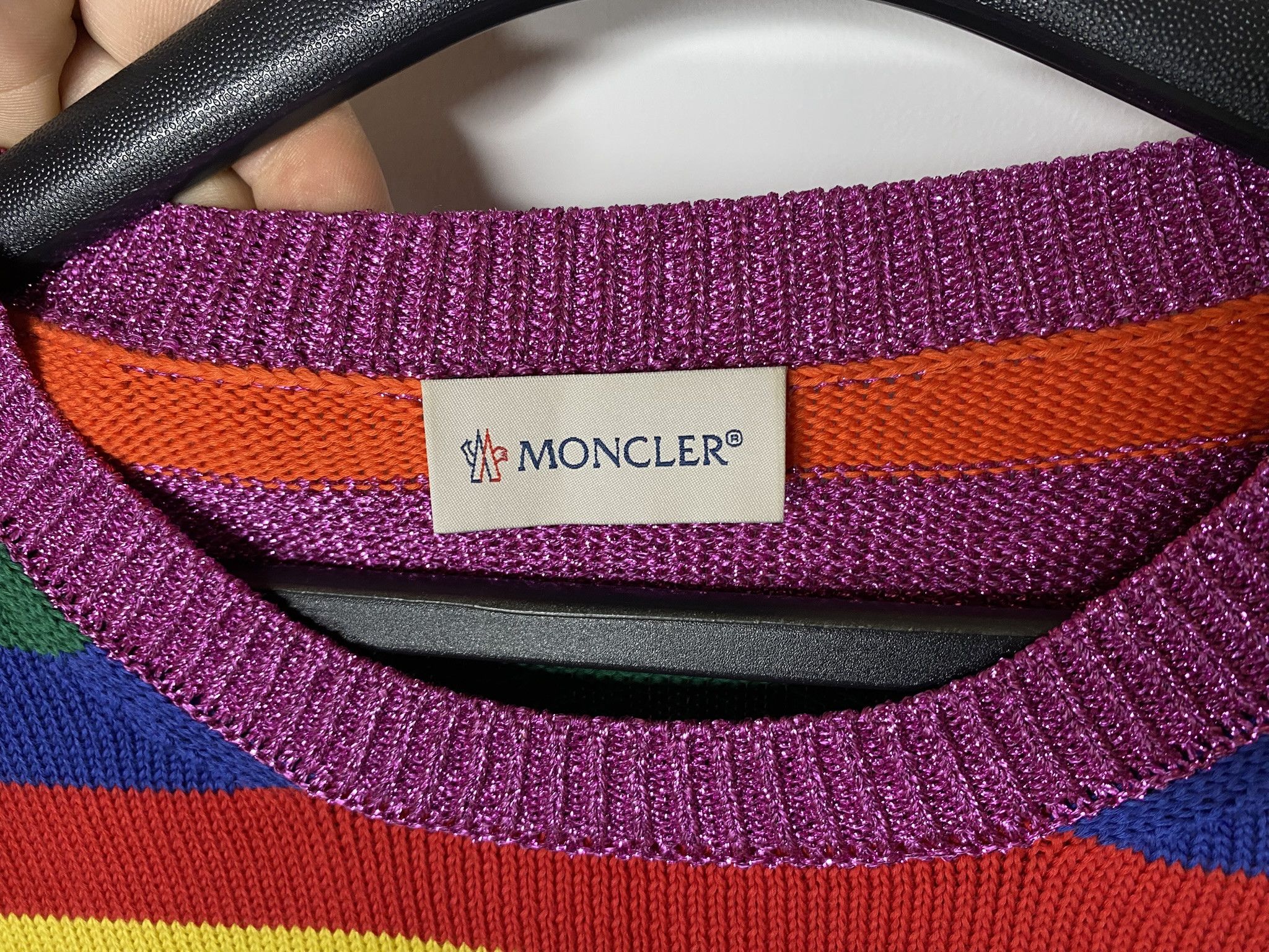 Moncler MONCLER STRIPED KNIT SWEATER MULTICOLOUR COTTON CREWNECK Size L / US 10 / IT 46 - 3 Thumbnail