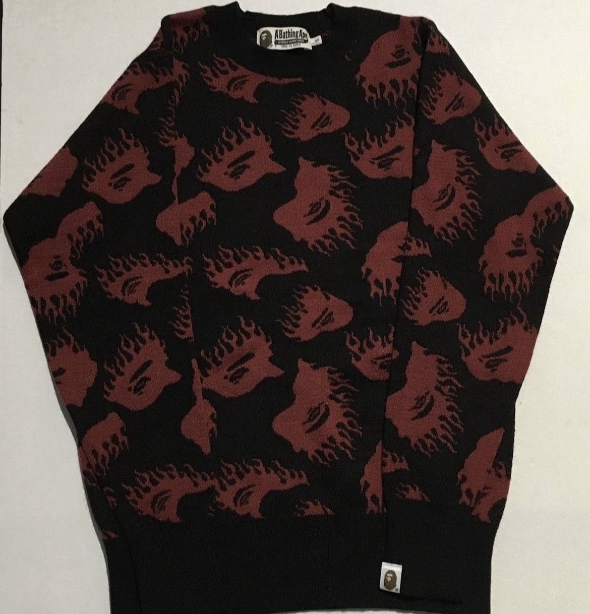 Bape Bape flame logo crew neck sweater Size US S / EU 44-46 / 1 - 1 Thumbnail