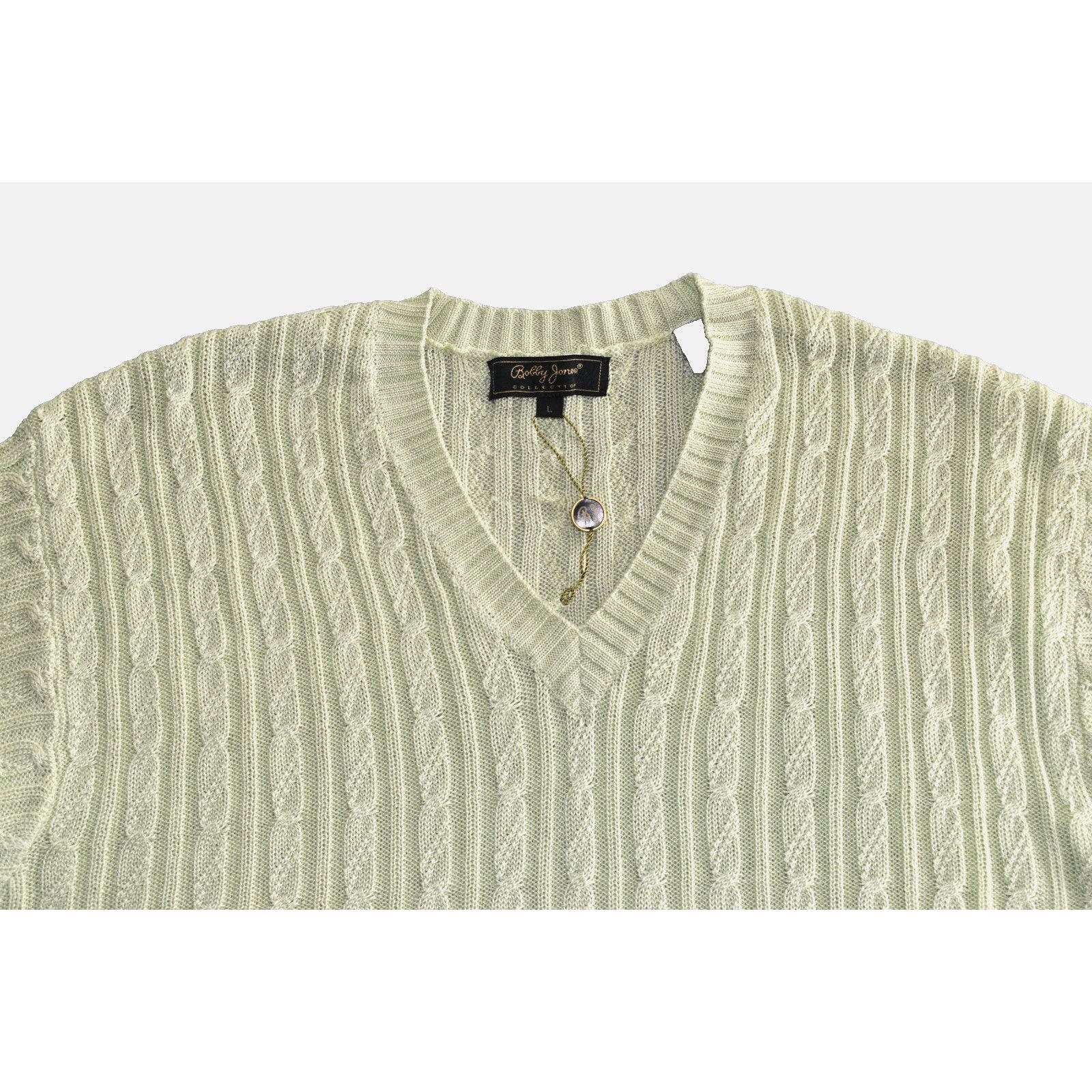 Bobby Jones NWOT BOBBY JONES Lime Cotton Knit V Neck Sweater Size L Size L / US 10 / IT 46 - 4 Thumbnail