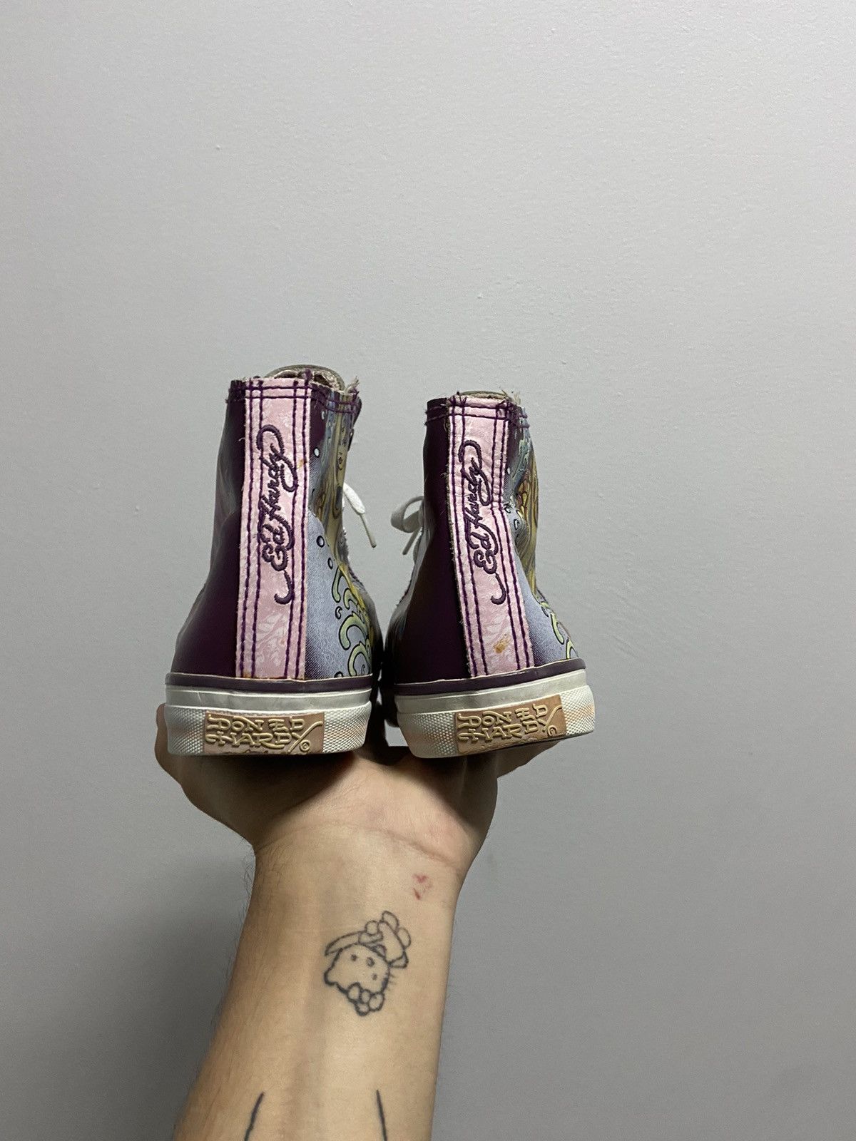 Ed Hardy × Vintage Ed Hardy vintage hi Top Sneakers print logo girl mermaid 🧜‍♀️ Size US 7 / IT 37 - 5 Thumbnail