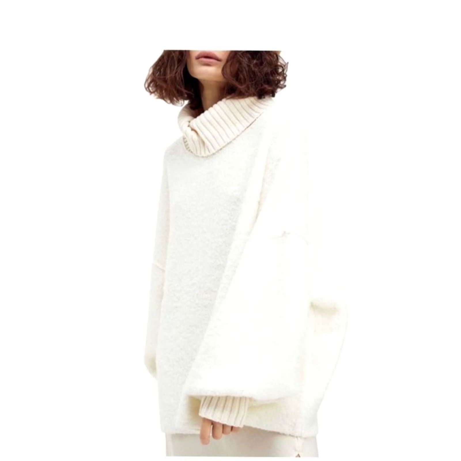 Free People Free People Milo Pullover Knit Oversized Turtleneck Sweater Ivory L Womens Regular Size L Pullover Knit Size L / US 10 / IT 46 - 2 Thumbnail