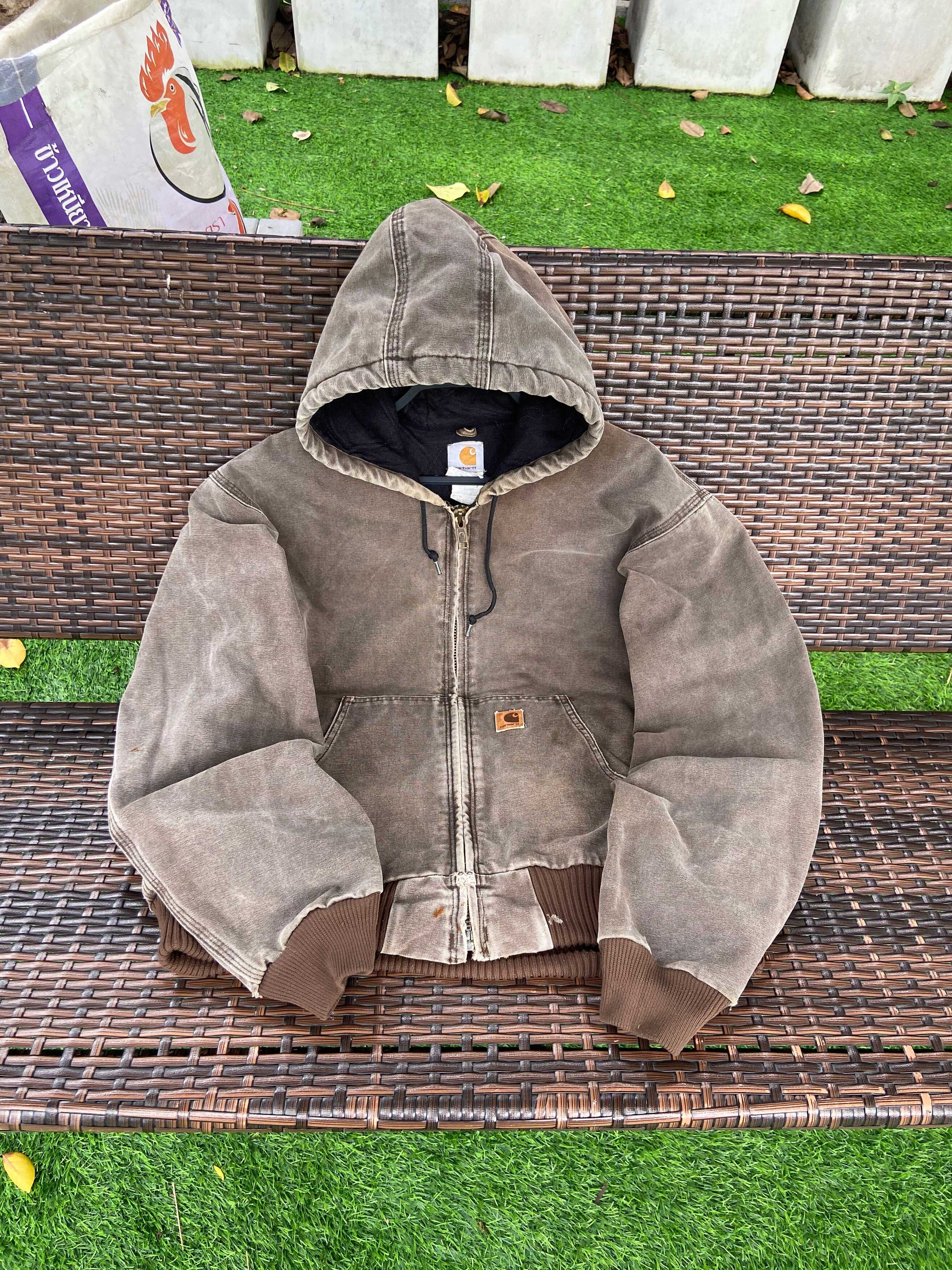 Vintage Vintage Faded Brown Carhartt Zip up hoodie jacket Size US L / EU 52-54 / 3 - 1 Preview