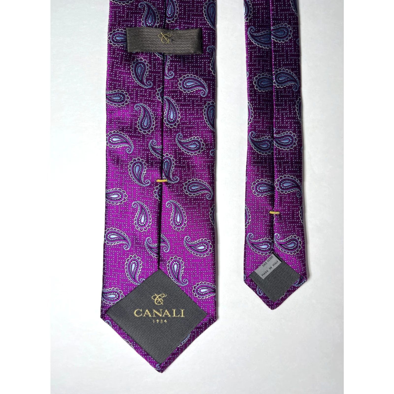 Canali Canali Men's Silk Tie Paisley Pink Made in Italy Size ONE SIZE - 6 Thumbnail