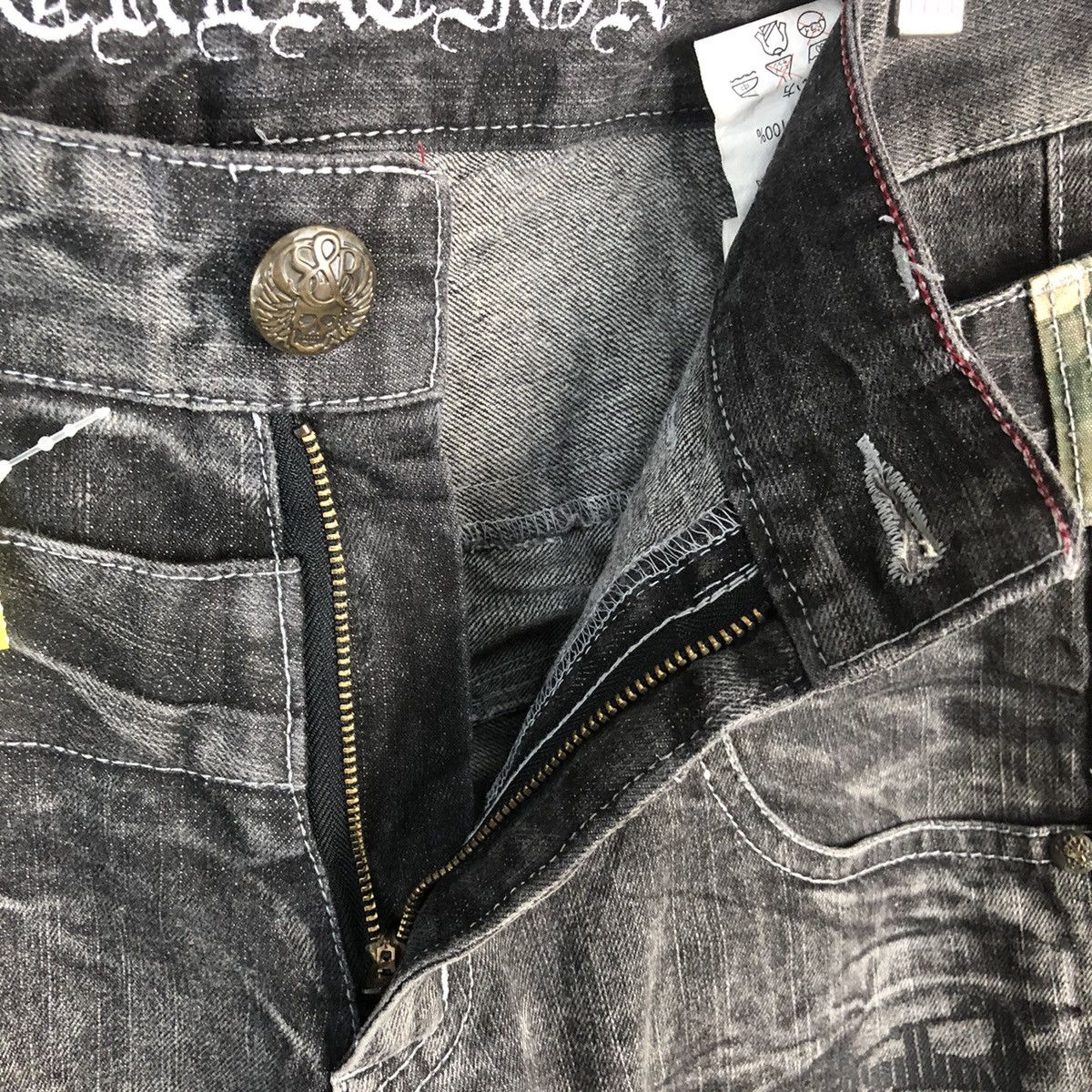 Japanese Brand DL Deluxe Black double waist rapper Denim Pants #C739 Size US 30 / EU 46 - 13 Thumbnail