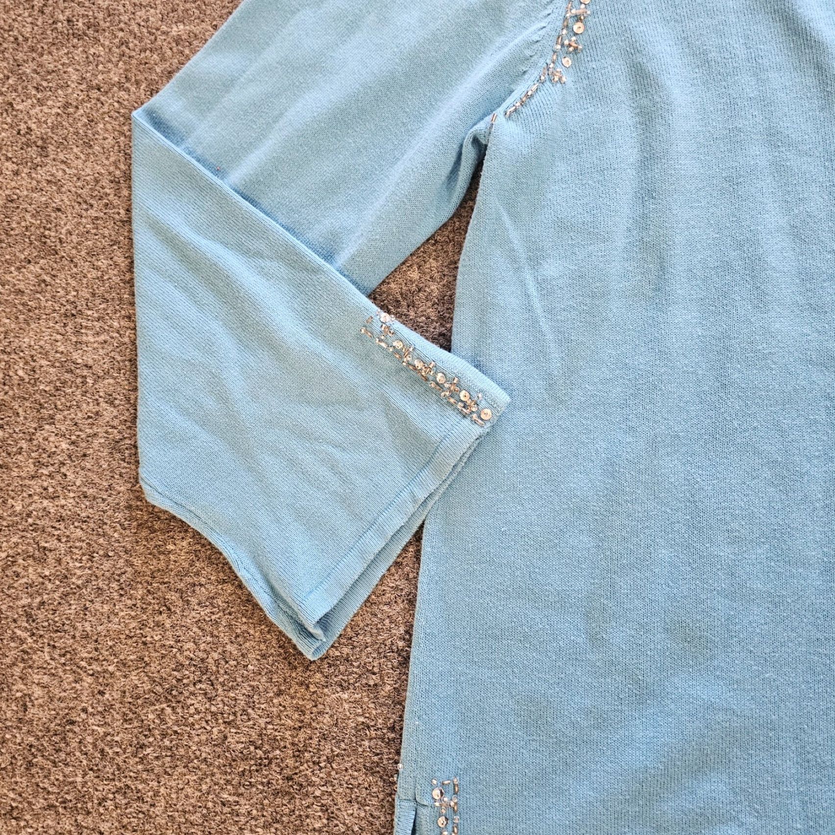 Quacker Factory VINTAGE Quacker Factory Sweater Top Womens XL Blue Rhinestone Sparkle Long Sleeve Casual Size XL / US 12-14 / IT 48-50 - 5 Thumbnail