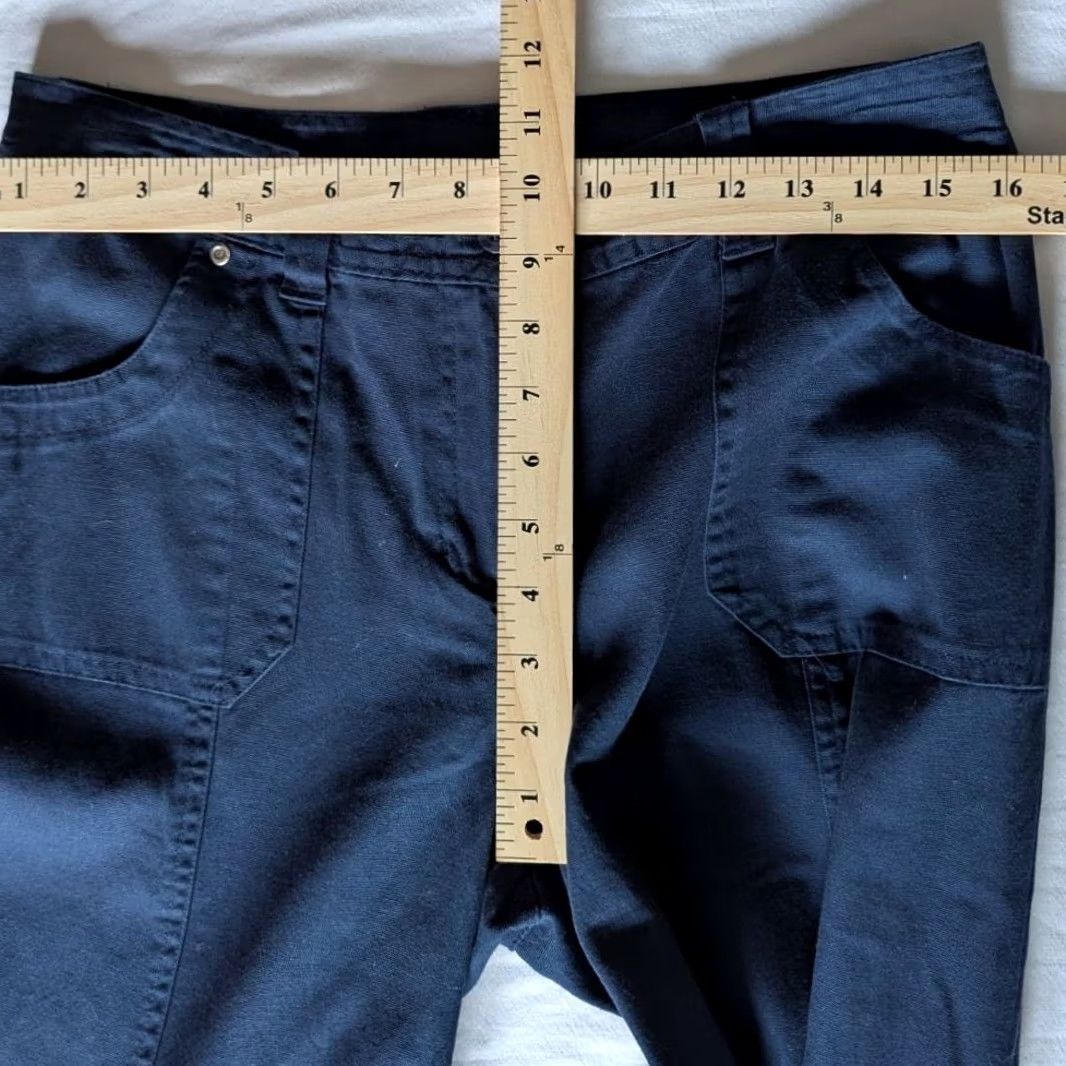 Vintage Navy Blue Classic Elements Petite Straight Leg Pants Womens 8P Cotton Blend Stretch Workwear Preppy Flat Front Dark Academia Bottoms Size 30" / US 8 / IT 44 - 3 Thumbnail