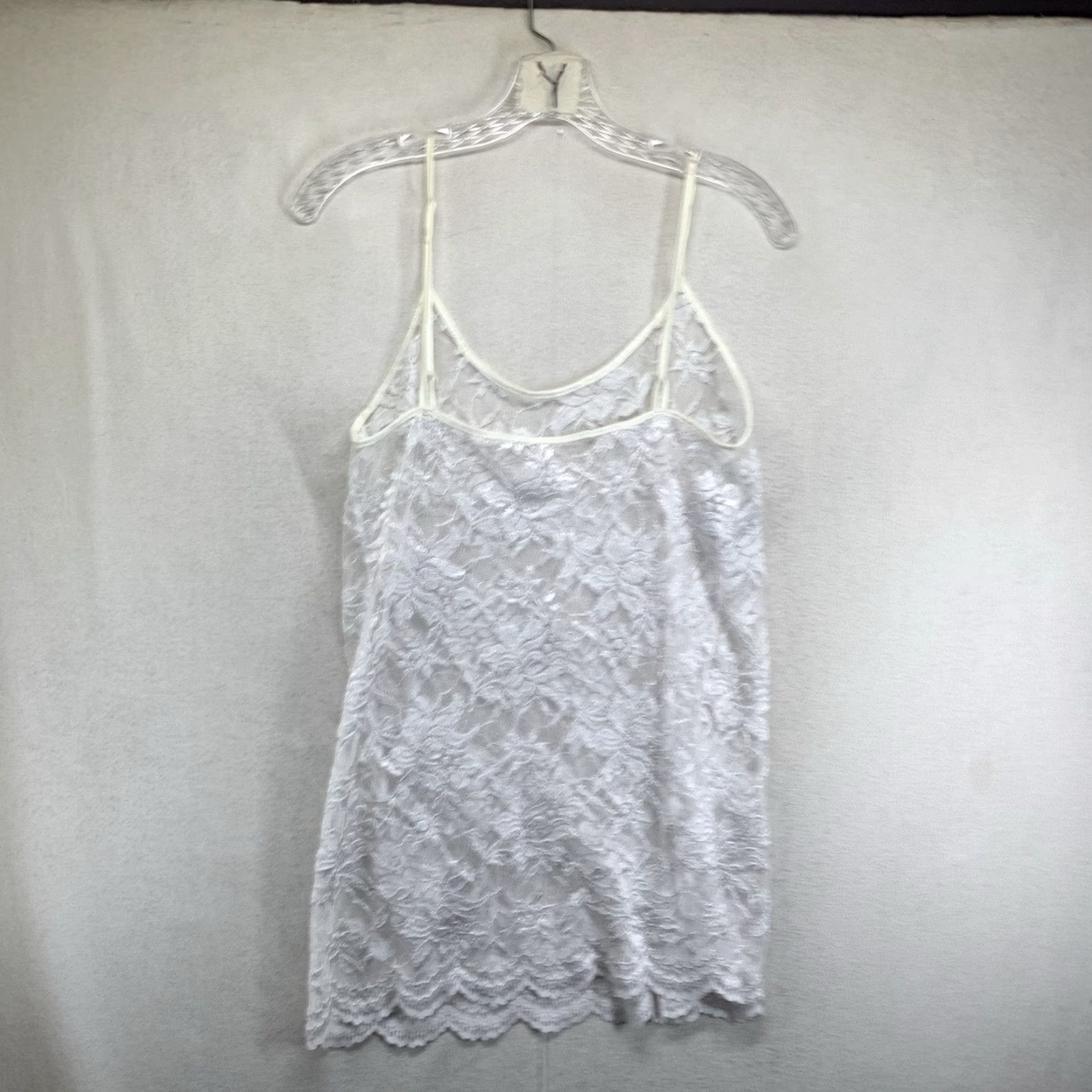 Vintage VINTAGE Lady Cameo Dallas Chemise Nightie White Lingerie Women’s Sleeveless Lace Adjustable Straps USA Size ONE SIZE - 2 Thumbnail