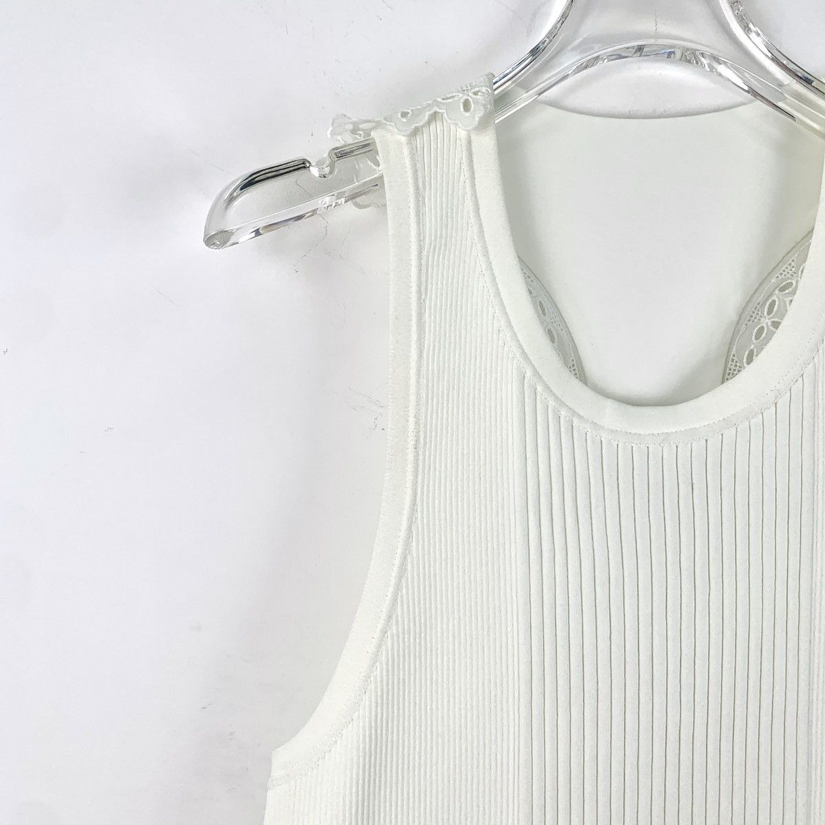 Louis Vuitton Louis Vuitton White Spliced Lace Sleeveless Knit Dress K26WX Size L / US 10 / IT 46 - 3 Thumbnail
