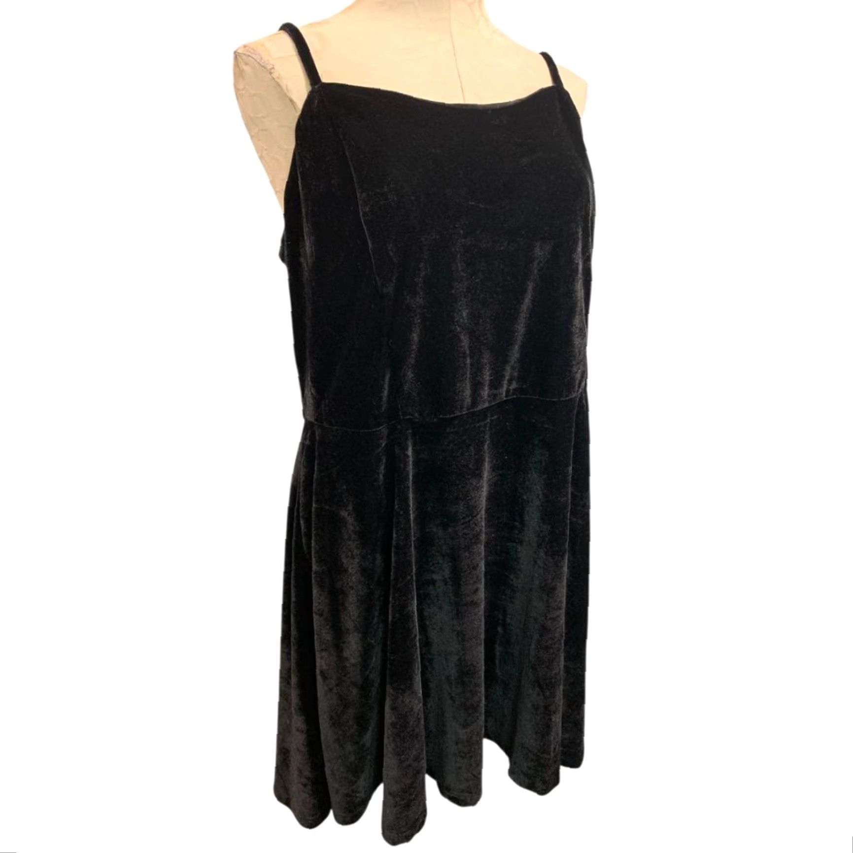 Joe Boxer VINTAGE Joe Boxer Velour Dress Spaghetti Strap Junior Womens 2X Knee Length Black New Size XXL / US 16-18 / IT 52-54 - 6 Thumbnail