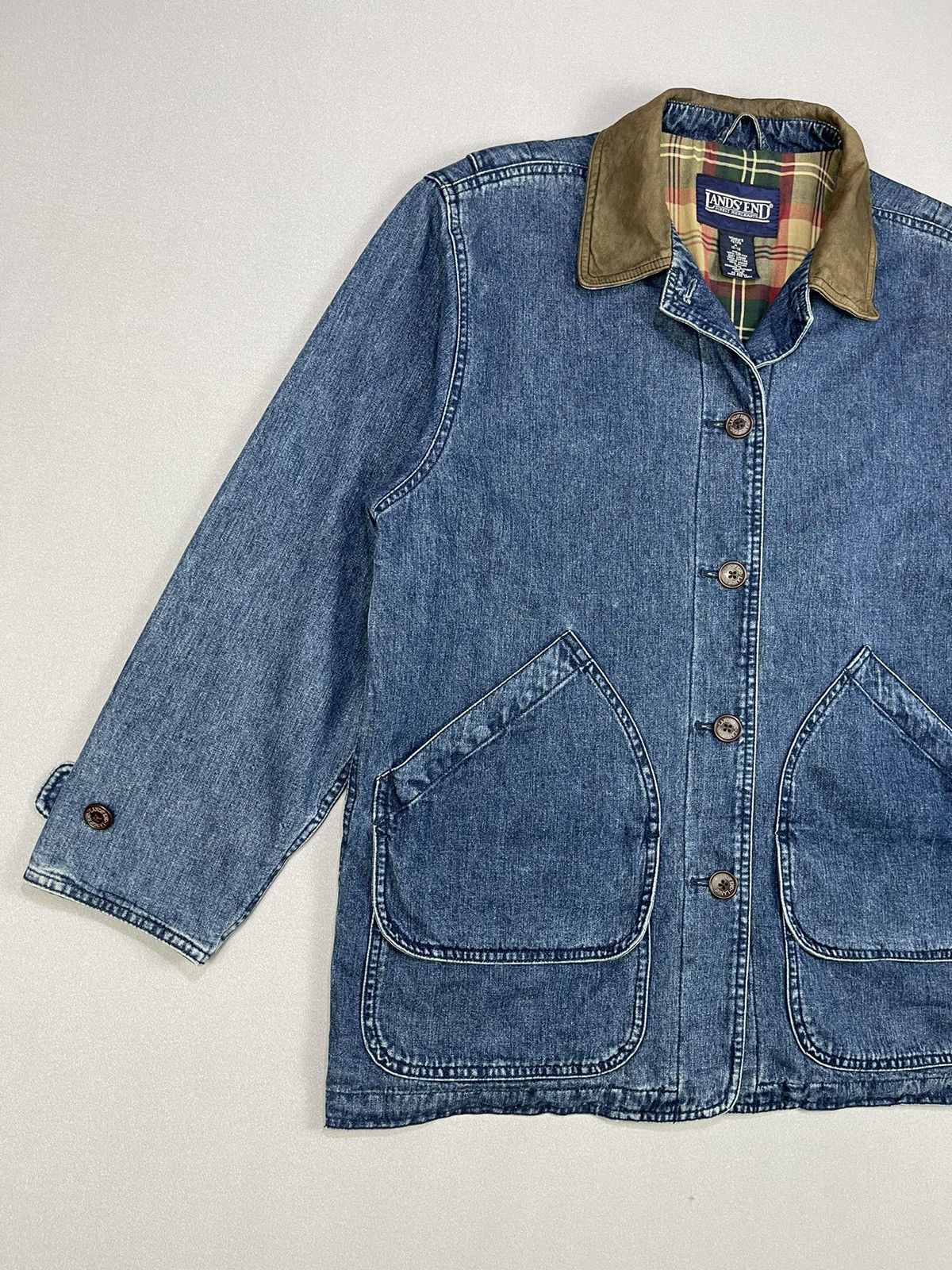 Lands' End LANDS END DENIM + LEATHER CHORE JACKET Size M / US 6-8 / IT 42-44 - 3 Thumbnail