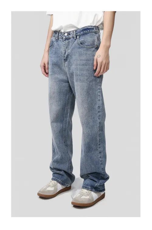 Other Loose elastic waist straight leg simple washed jeans Size US 32 / EU 48 - 3 Thumbnail