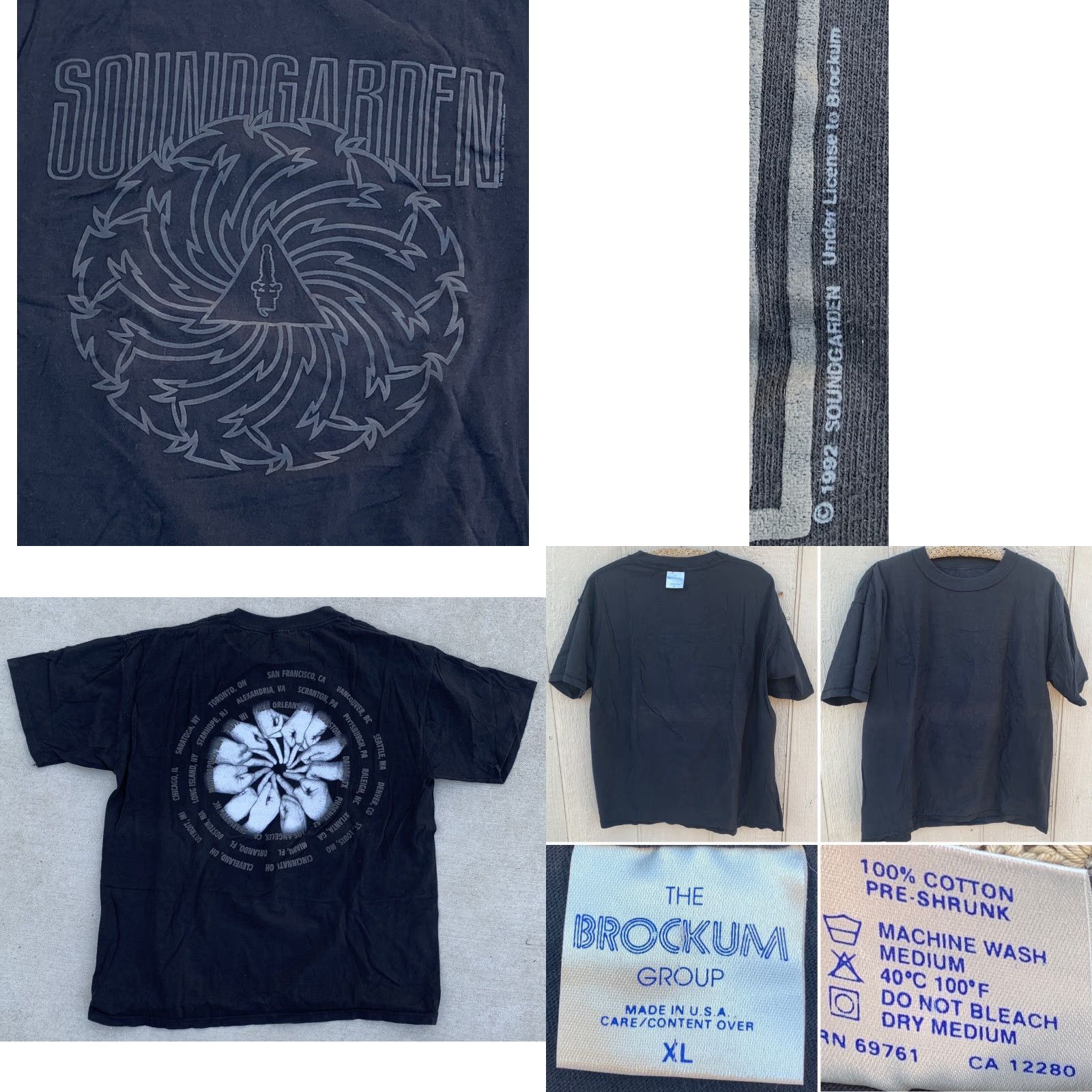 Vintage VINTAGE Brockum Soundgarden T-Shirt XL Black 90s Band Music Concert Tour Graphic Print Short Sleeve Crew Neck Mens Size XL Shirt Size US XL / EU 56 / 4 - 10 Thumbnail