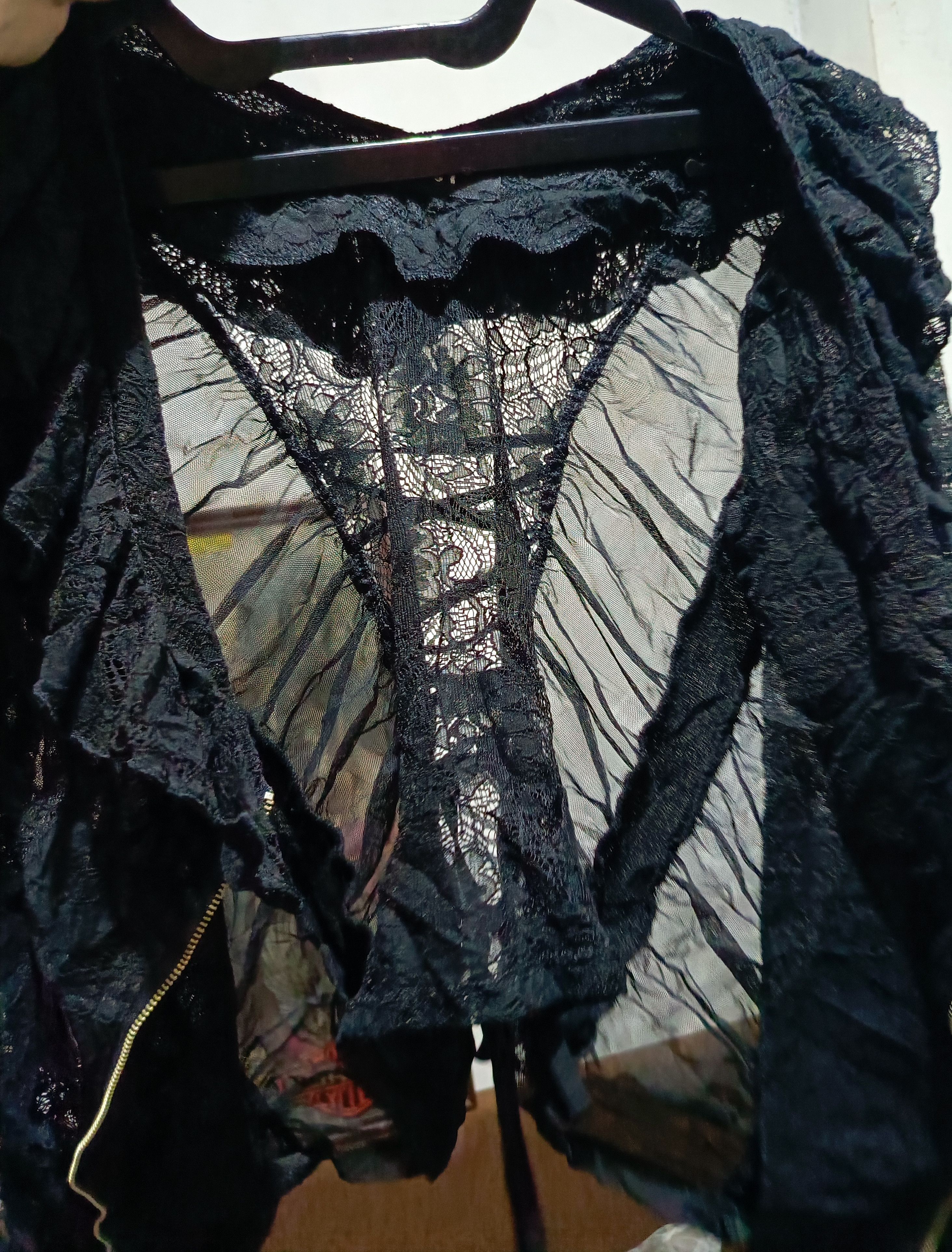 20471120 Vintage Layered Lace Mesh Gothic Blouse Size M / US 6-8 / IT 42-44 - 5 Thumbnail