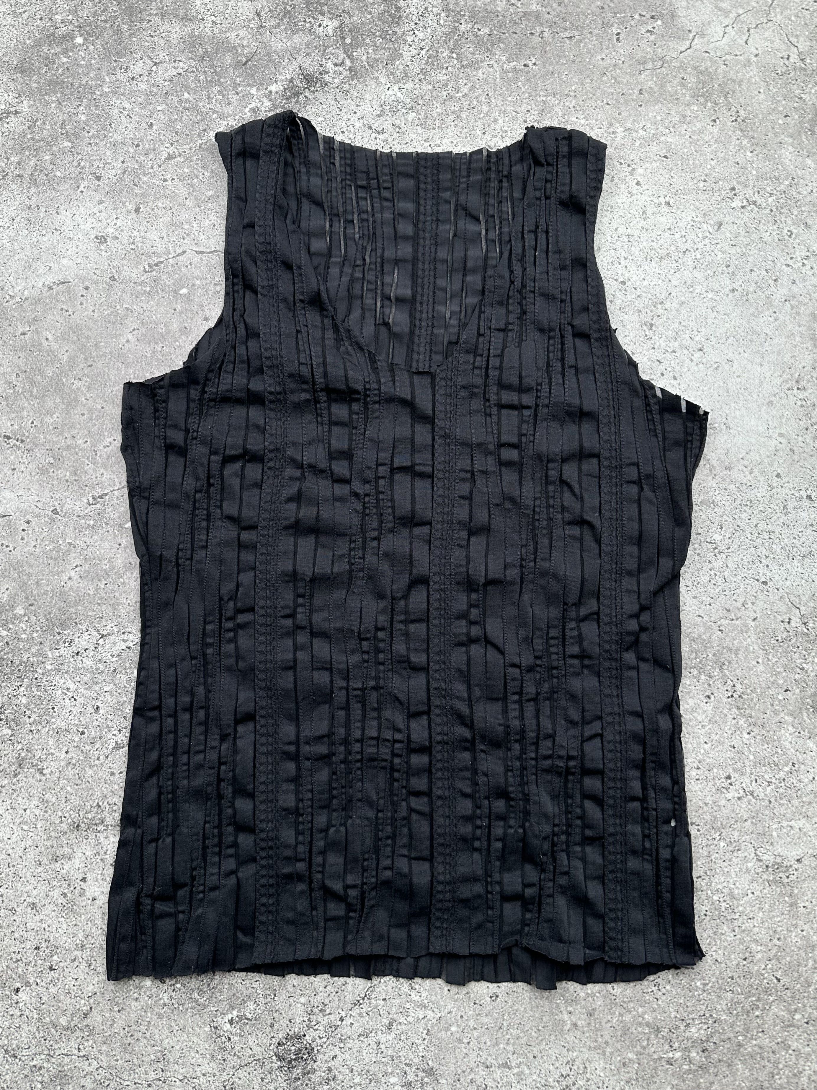 image of Avant Garde Vintage Amazing Mesh Plisse Tank Top in Black, Men's (Size Small)