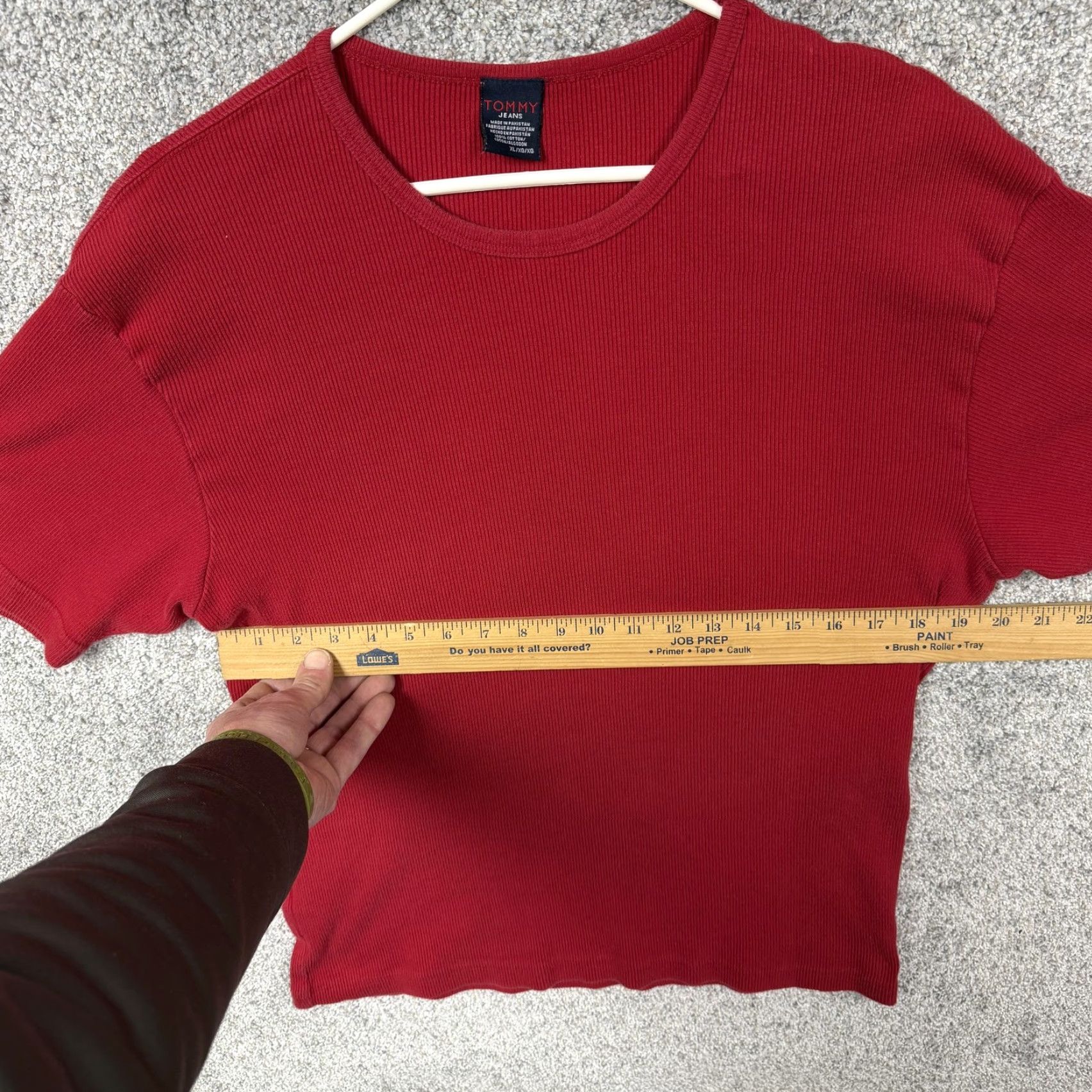 Vintage VINTAGE Tommy Jeans Shirt Mens XL Red 90s Hipster Retro Knit Crew Neck Short Sleeve Logo Embroidery Denim Size US XL / EU 56 / 4 - 4 Thumbnail
