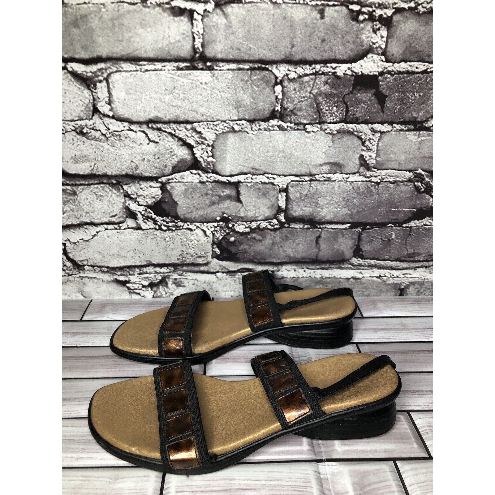 Other Munro Brown Synthetic Textile Comfort Heel Slingback Sandals Size US 5.5 / IT 35.5 - 19 Thumbnail