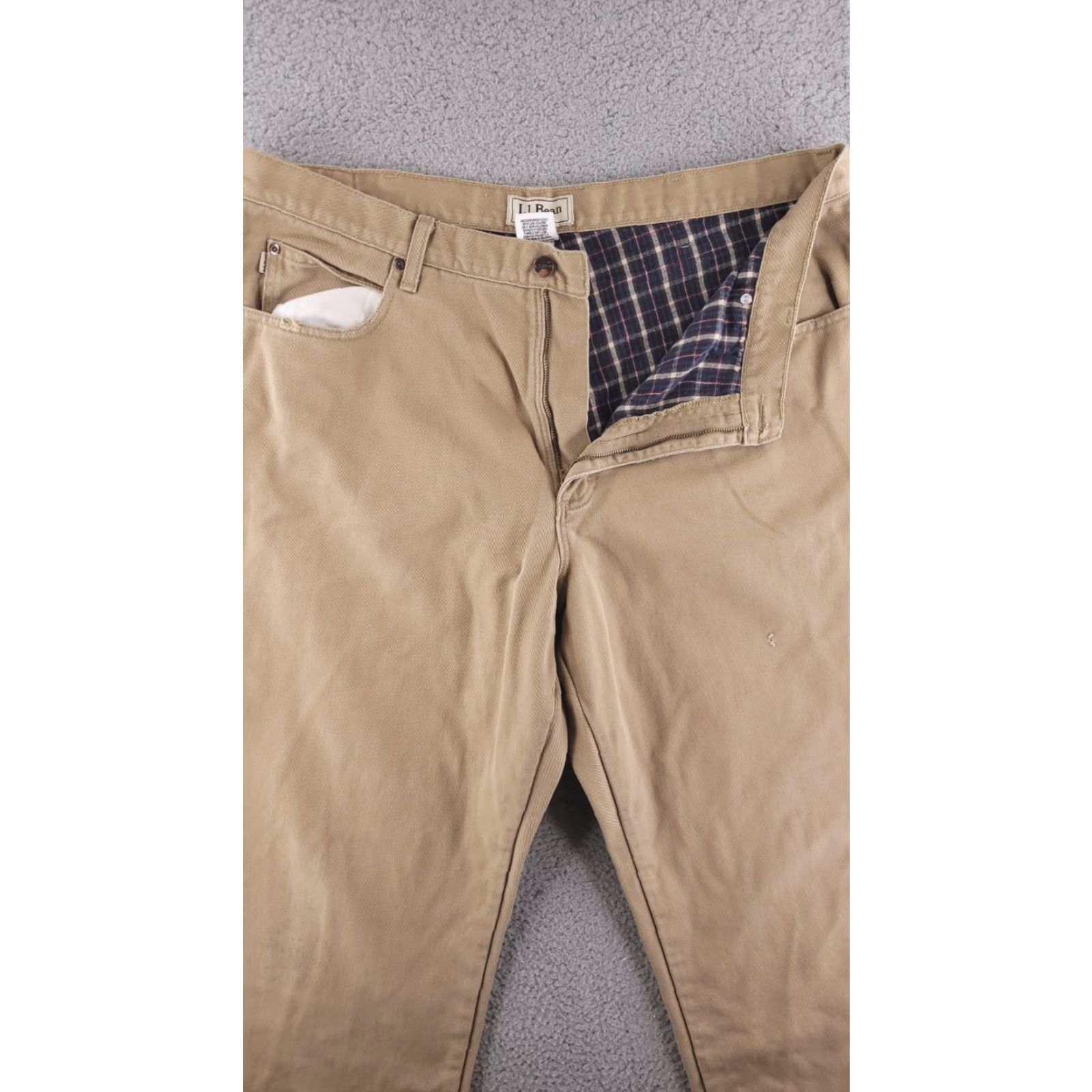 Vintage L.L. Bean Pants Chino Mens Regular 39x29 Flannel Lined Brown Khaki Vintage? No (ignore) Size US 39 - 2 Thumbnail